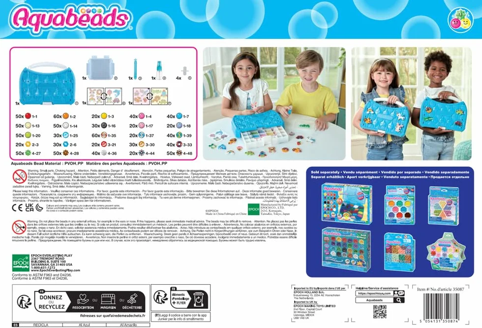 Aquabeads L'atelier d'initiation Kit de Loisirs créatifs Coffret de Perles Qui collent avec de l'eau Jouet Enfant 4 Ans 35087