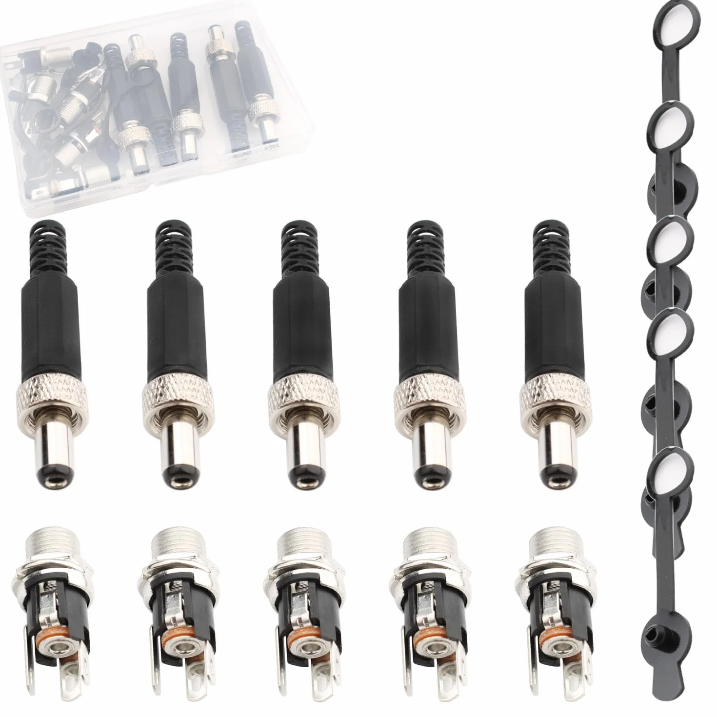 Lot de 5 fiches creuses 5,5 x 2,5 mm, connecteurs DC à souder avec capuchon étanche