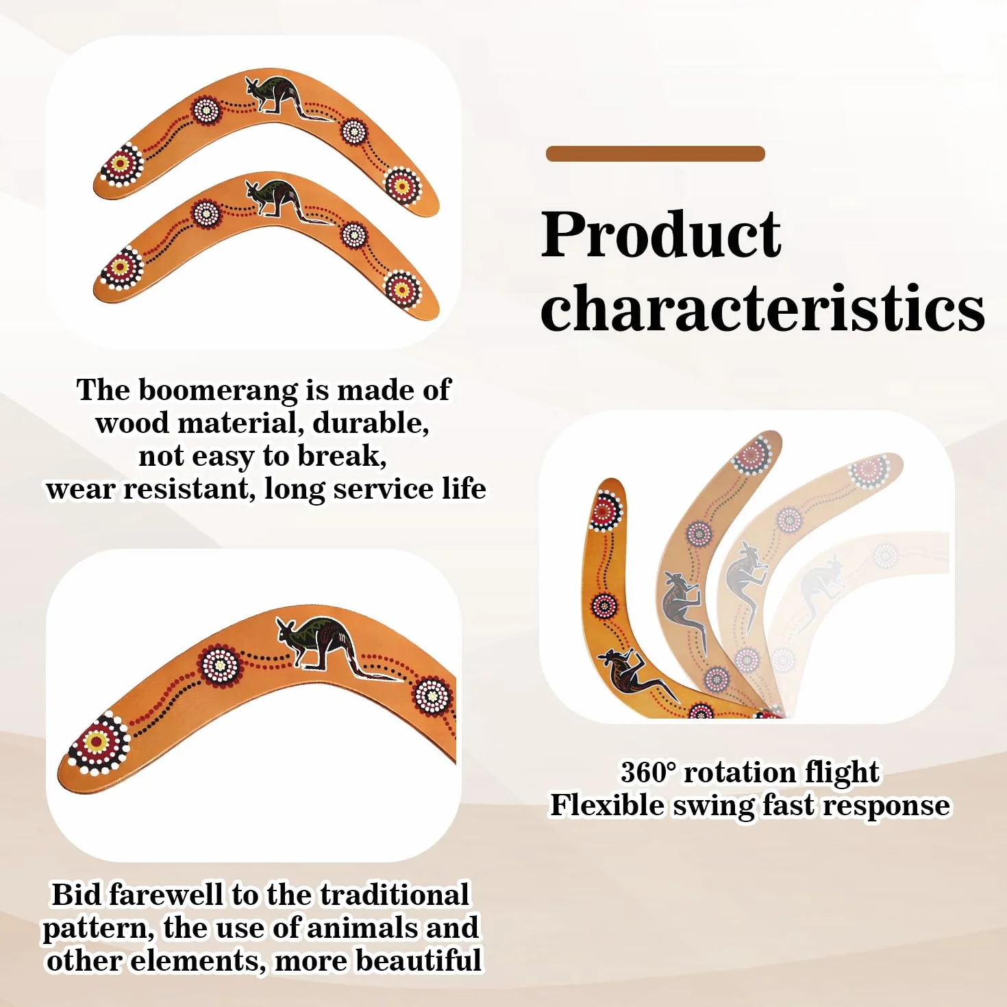 Boomerang en bois pour enfants et adultes - Jeu de plein air en famille