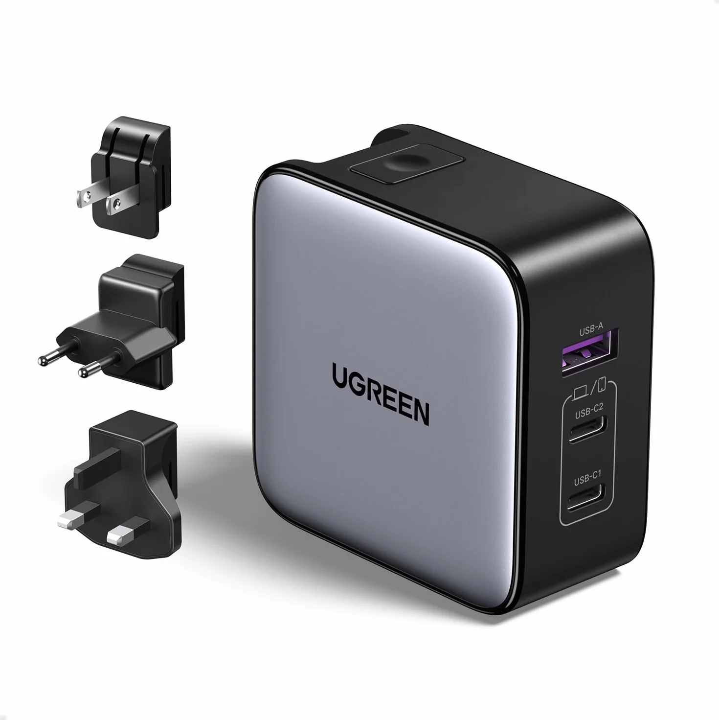 UGREEN Nexode 65W GaN USB C Chargeur de Voyage 3 Ports Adaptateur International Prises EU UK US Compatible iPhone 17 Pro Max Air 16 15 14 13 12 iPad MacBook Pro Air Neo Galaxy S26 S25 S24