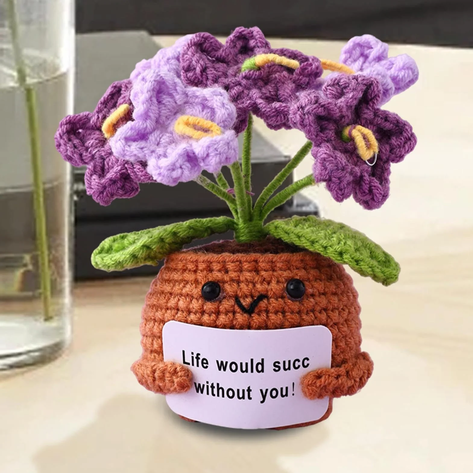 Fleur en peluche positive au crochet – Soutien émotionnel, animal en peluche pour amis proches