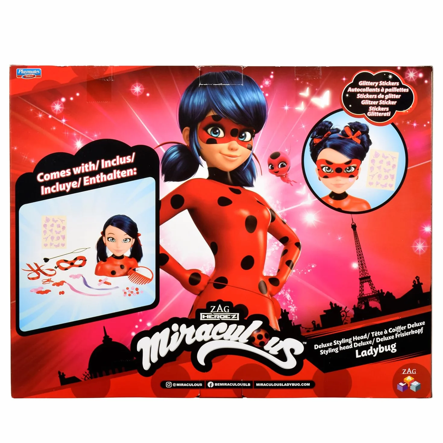 BANDAI Miraculous Ladybug Tête à coiffer Deluxe 21cm + 30 Accessoires Jouet Enfant 4 Ans+