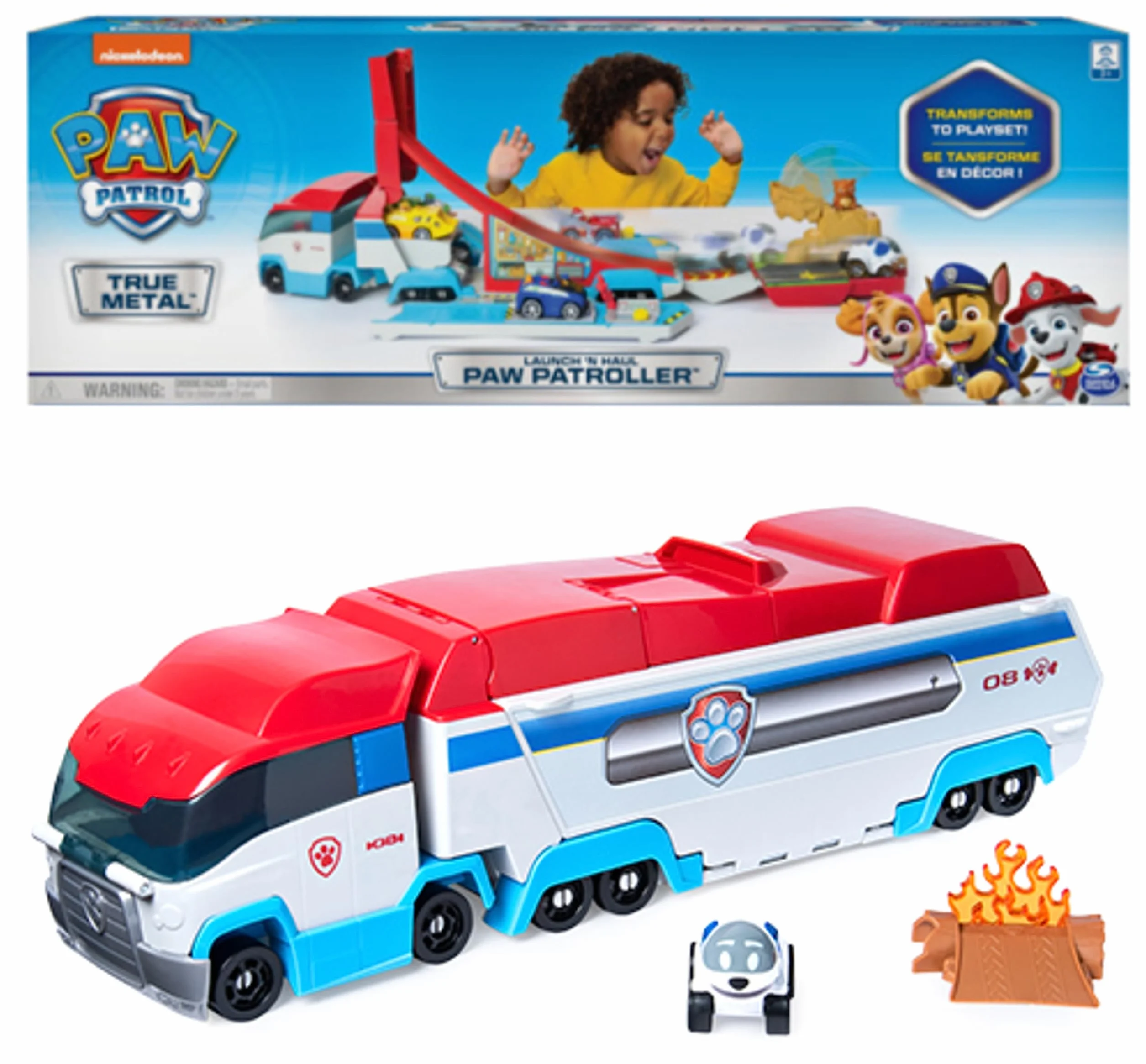 Paw Patrol Pat Patrouille Camion Patrouilleur 2 en 1 True Metal Véhicule Circuit Voiture Accessoires Jouet Enfant 3 Ans+