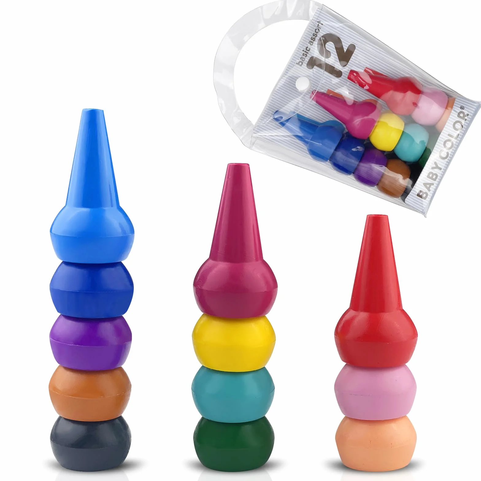 Crayons à Doigts 12 pièces pour tout-petits, non toxiques, jouets Montessori