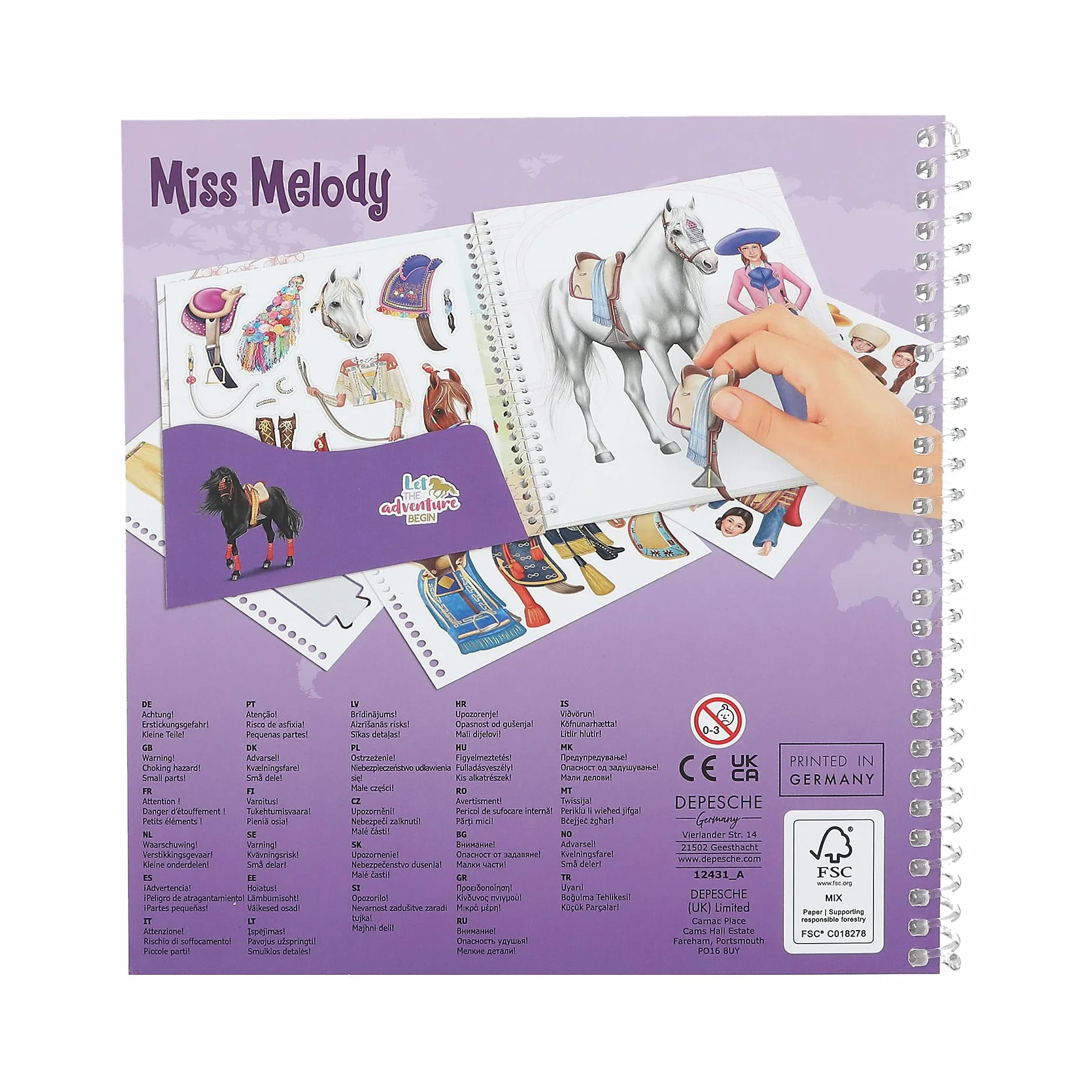 Depesche Miss Melody Dress Me Up Around The World Livre d'autocollants 24 Pages 11 Feuilles autocollants Chevaux
