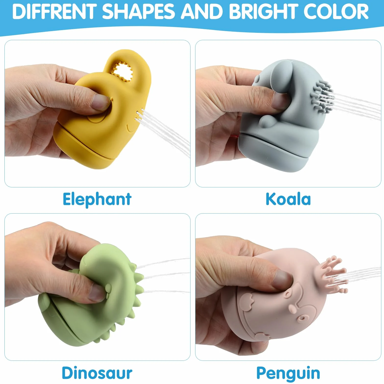 Jouets de Bain pour Bébé avec Jouets à Presser Sensoriels, Marionnettes à Doigts, Bateaux Empilables et Cuillère