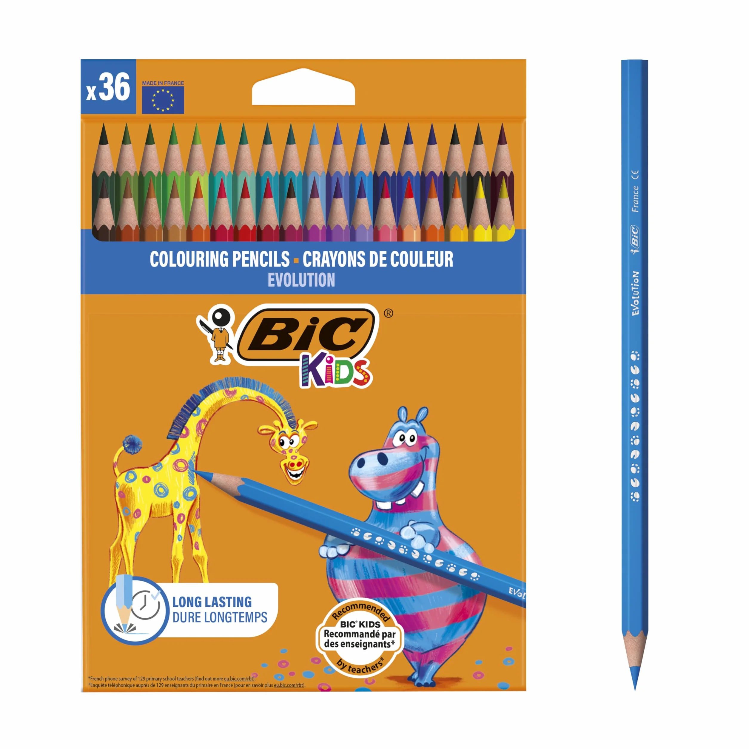 BIC Kids Evolution ECOlutions Crayons de Couleur 36 Pièces
