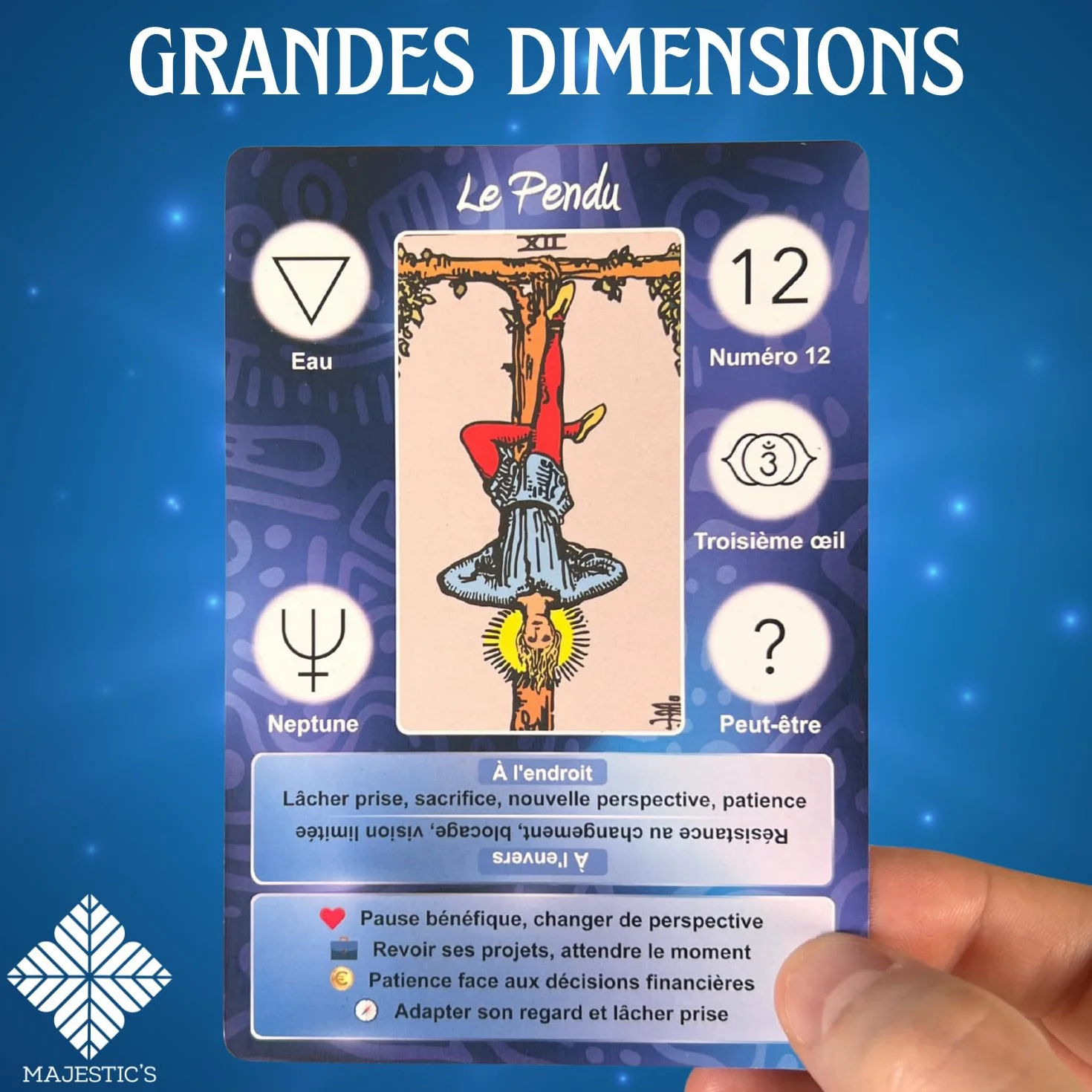Tarot Divinatoire 78 Cartes + Livret 200 Pages Grande Taille 12,6 cm x 8,9 cm Débutants