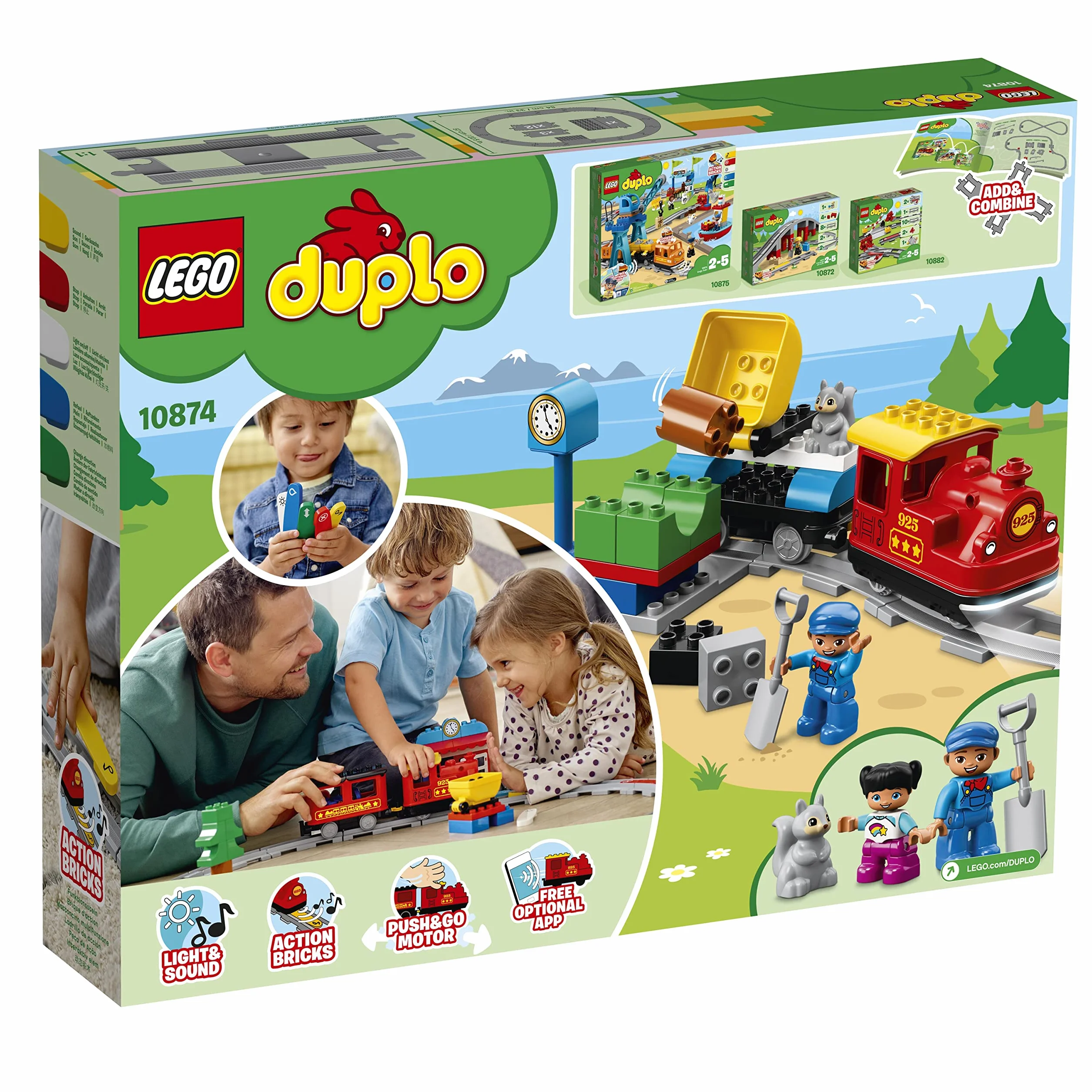 LEGO Duplo 10874 Ma Ville Le Train à Vapeur avec Sons Lumières Rails Télécommande Jouet Locomotive