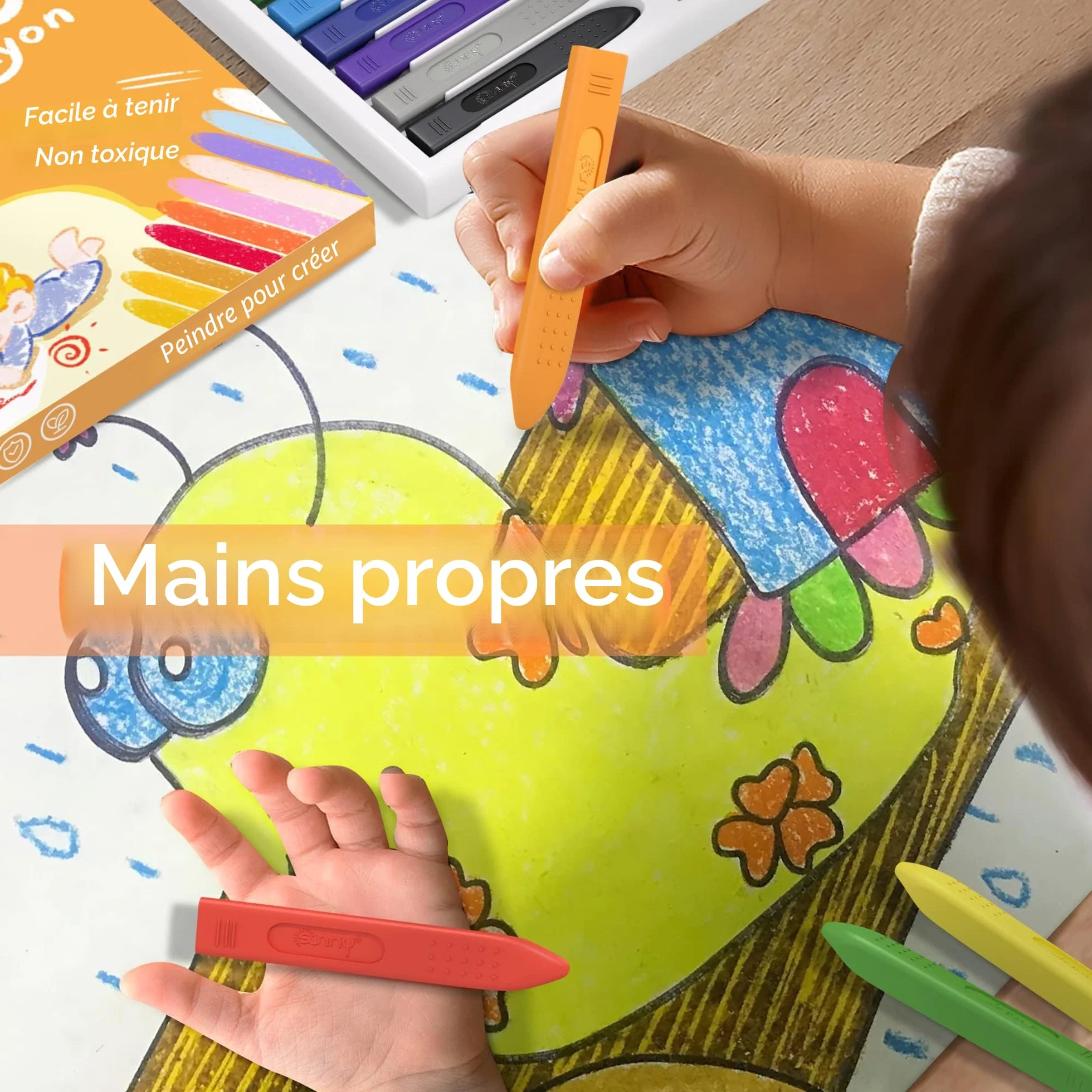 Crayons Jumbo pour tout-petits 18 couleurs lavables incassables faciles à tenir cadeaux de coloriage sûrs
