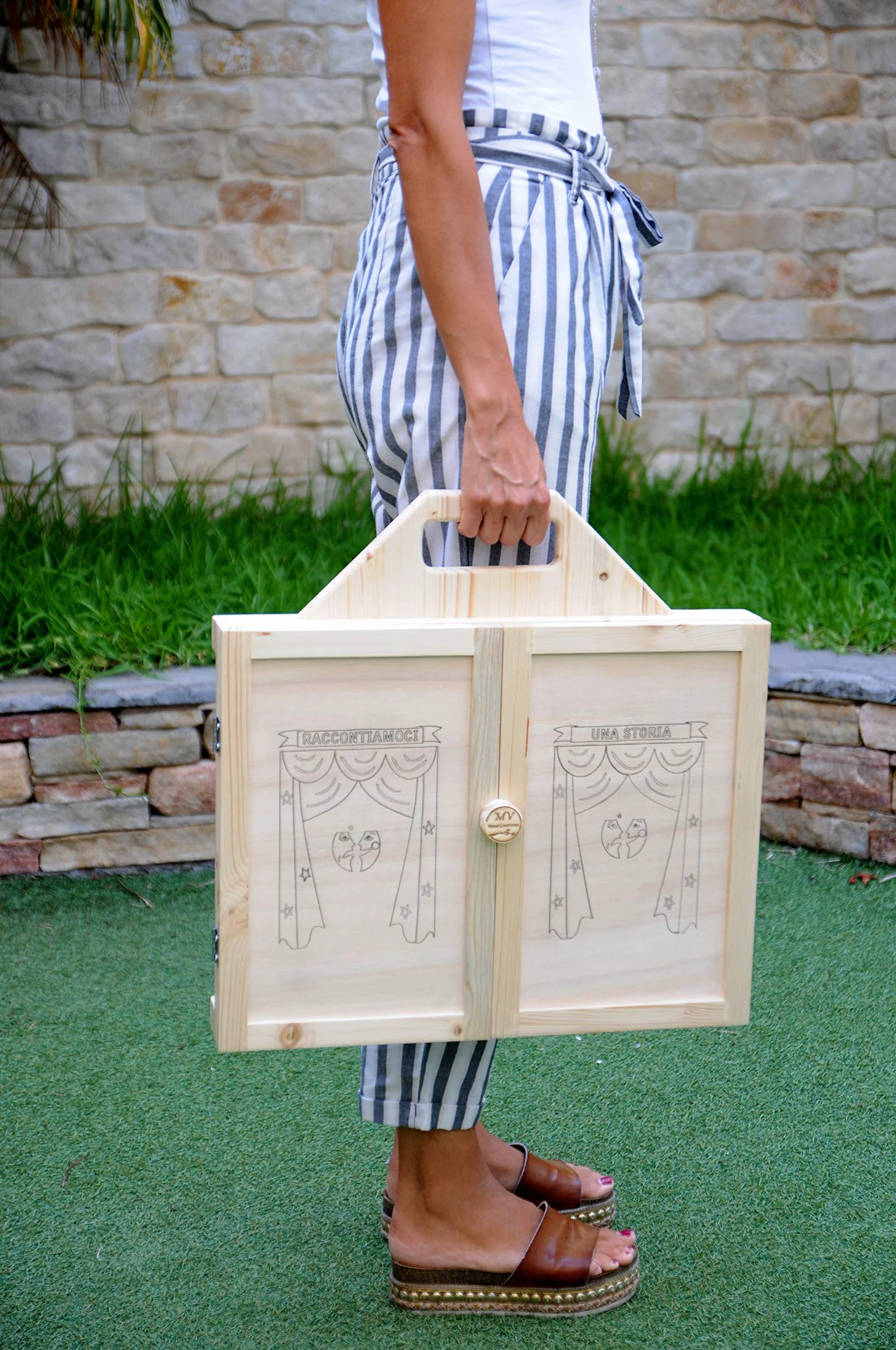 Théâtre en bois Kamishibaï portable pour enfants avec théâtre d'ombres de marionnettes japonaises fait à la main