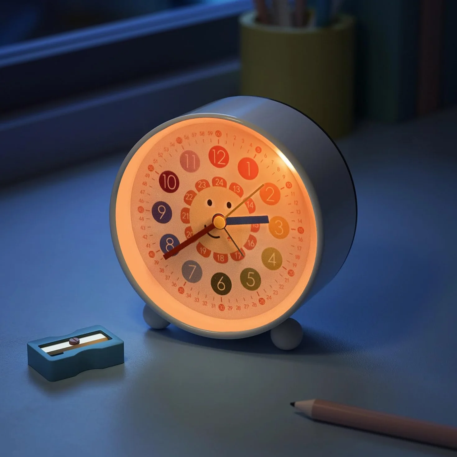 Réveil Enfant Silencieux sans Tic-Tac Analogique pour Apprentissage Horloge Éducative Garçons Filles Facile à Lire Cadeau Noël Anniversaire