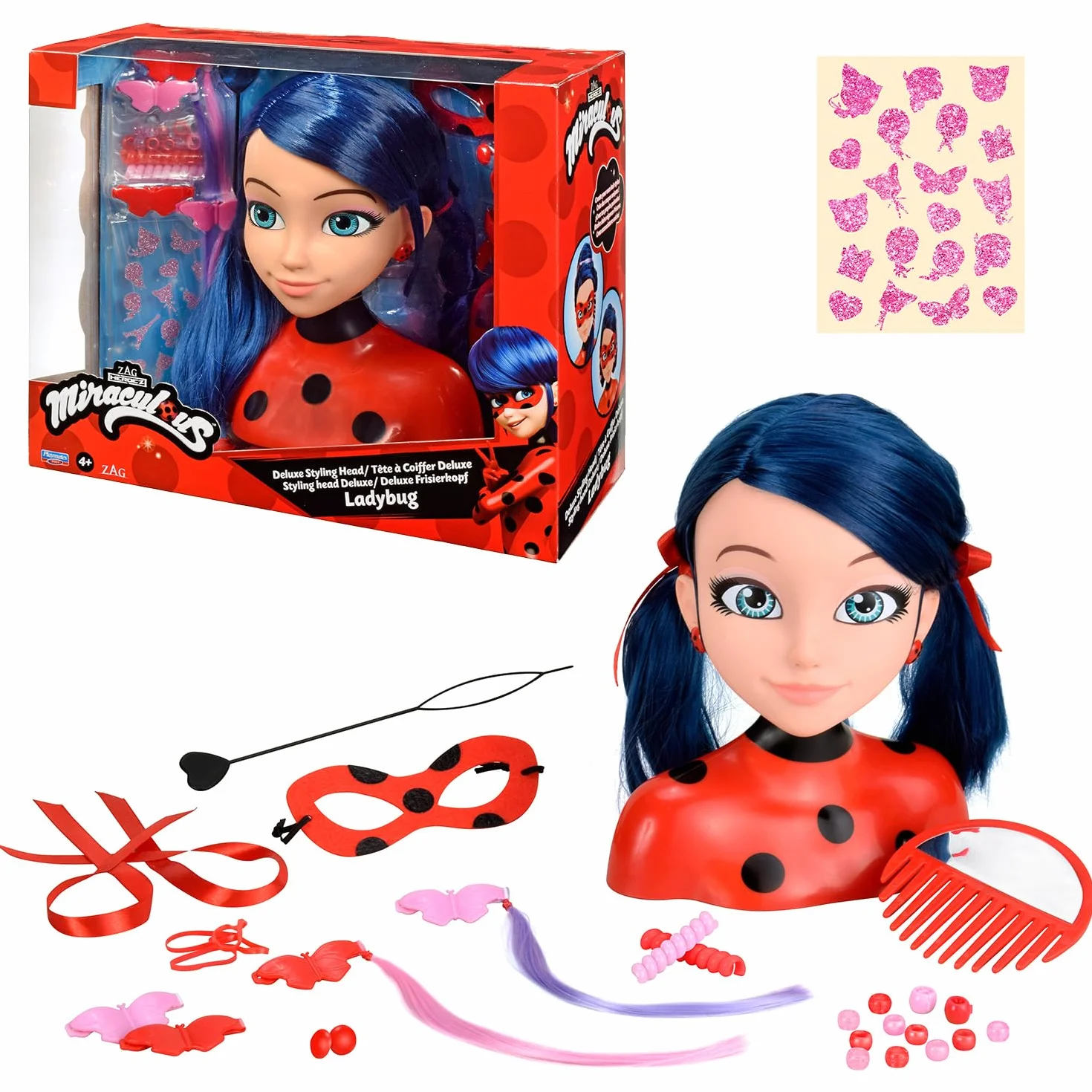 BANDAI Miraculous Ladybug Tête à coiffer Deluxe 21cm + 30 Accessoires Jouet Enfant 4 Ans+