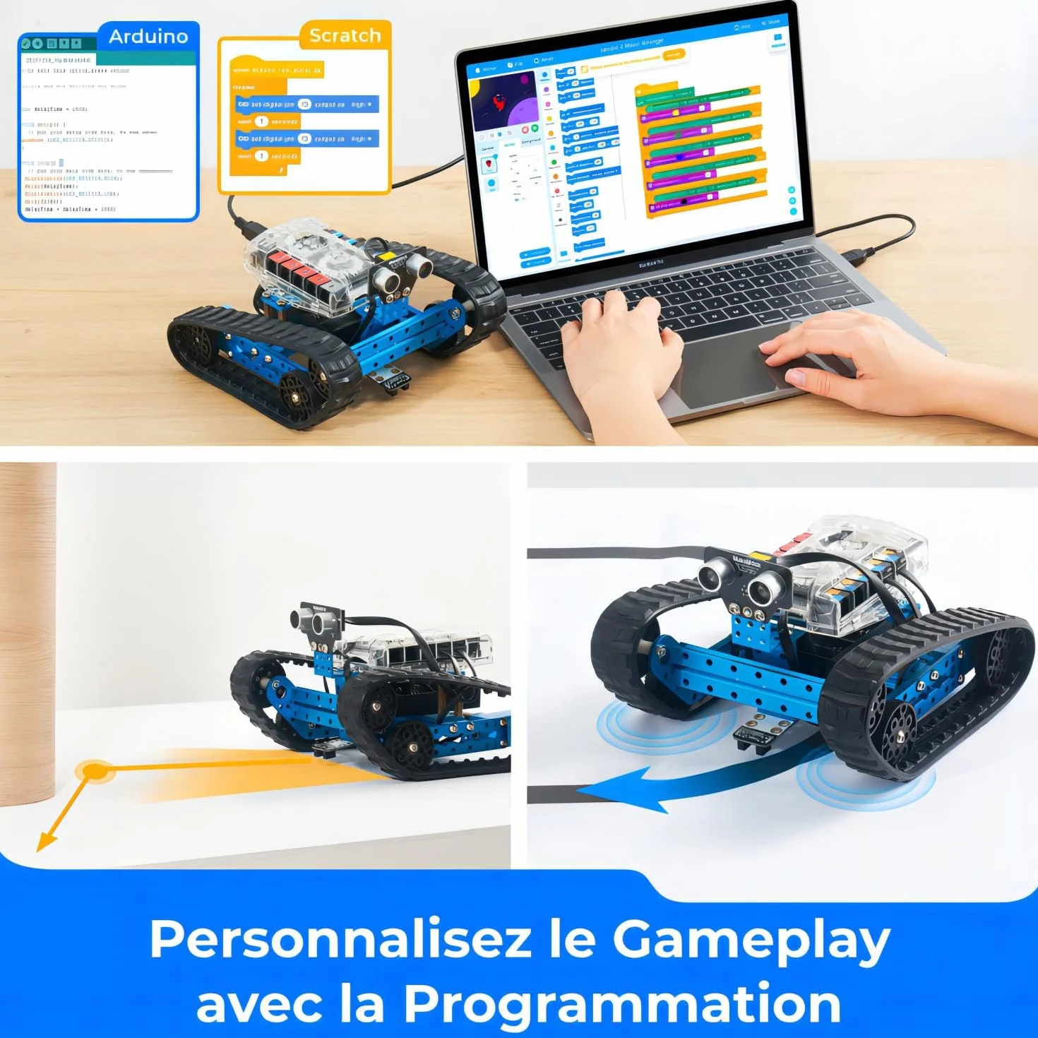 Makeblock mBot Ranger Kit Robot Programmable, Jouets Robotiques d'apprentissage de Codage Avancé, Jouets Éducatifs STEM, 3 Formulaires Prédéfinis, Bâtiment de Bricolage, Bluetooth