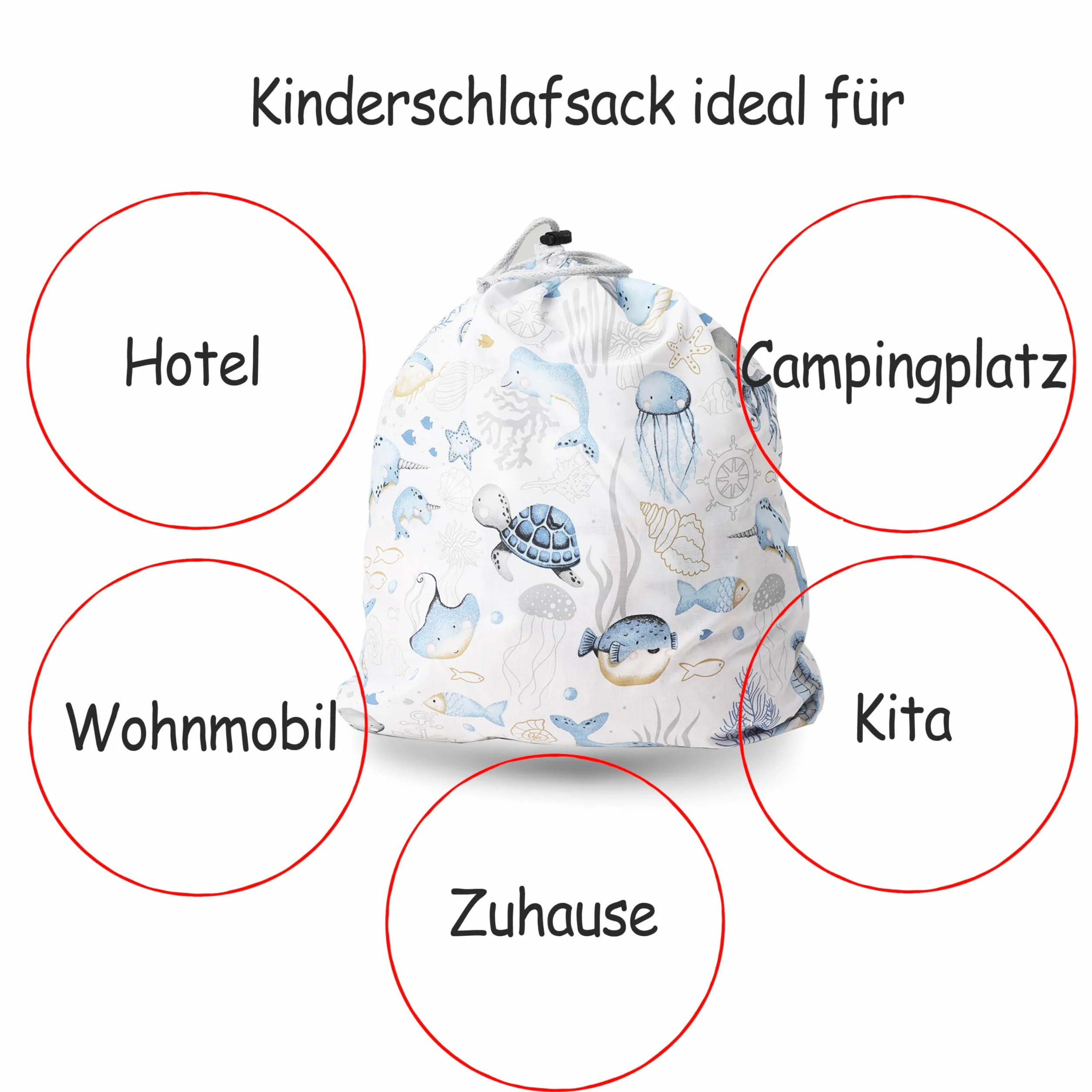 PinkZebra Sac de Couchage pour Enfants 140 x 75 cm Oeko-Tex Coton Double Fermeture à glissière
