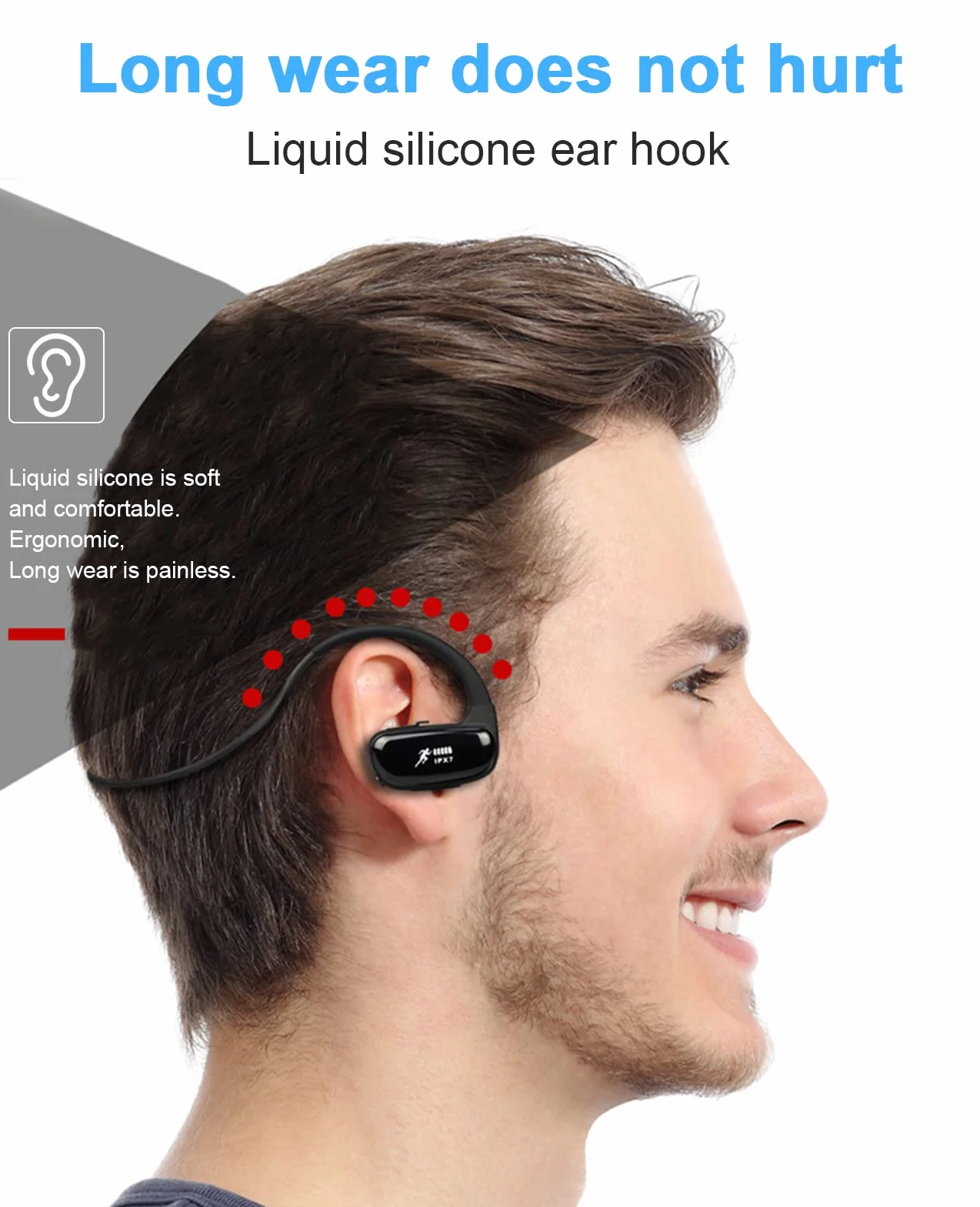 CYBORIS Casque Bluetooth sans Fil Sport 5.3 IPX7 Étanche 32GB Mémoire Intégrée Hi-Fi Stéréo Noir