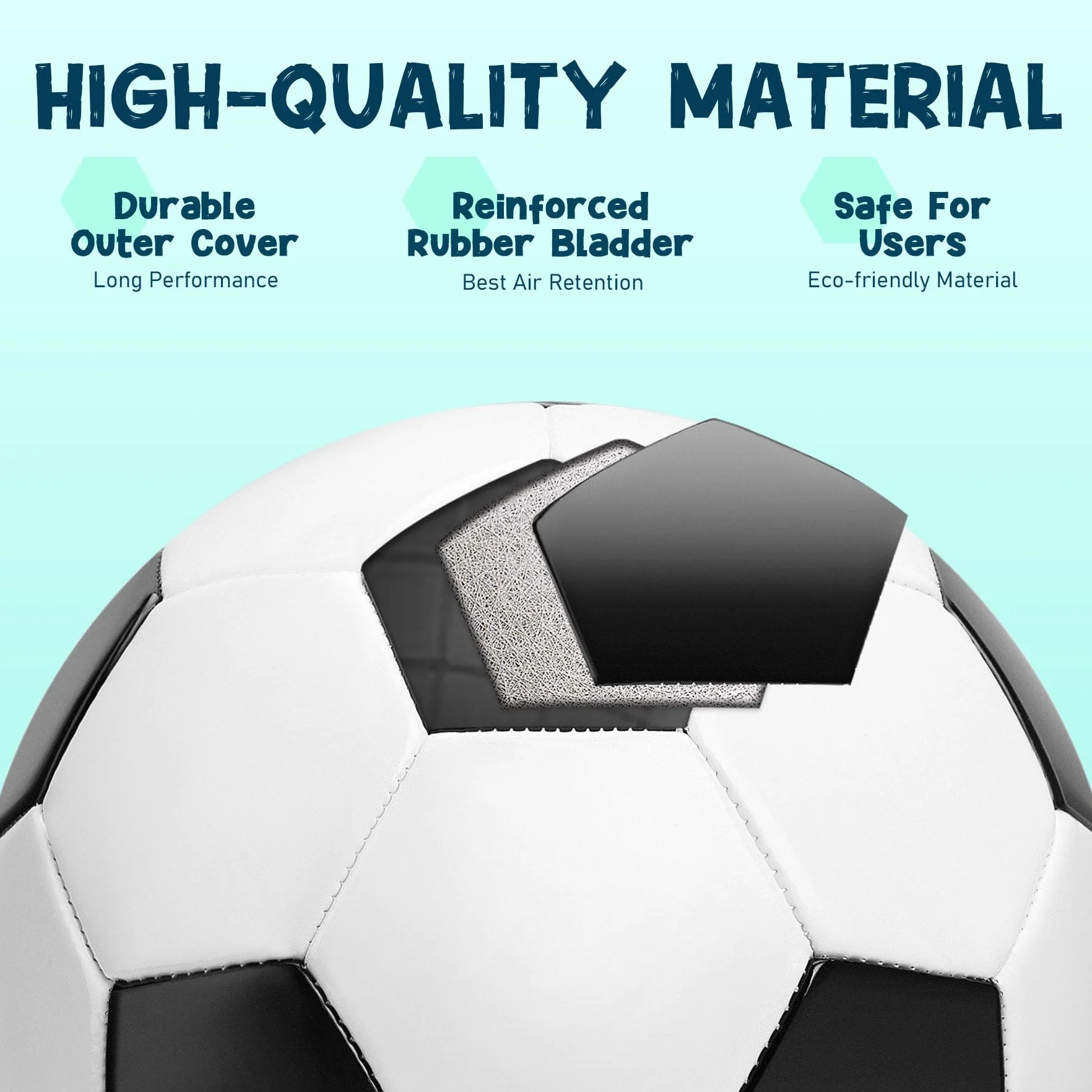 Ballon de Football Taille 4 pour Enfants 8-12 Ans Noir et Blanc avec Pompe