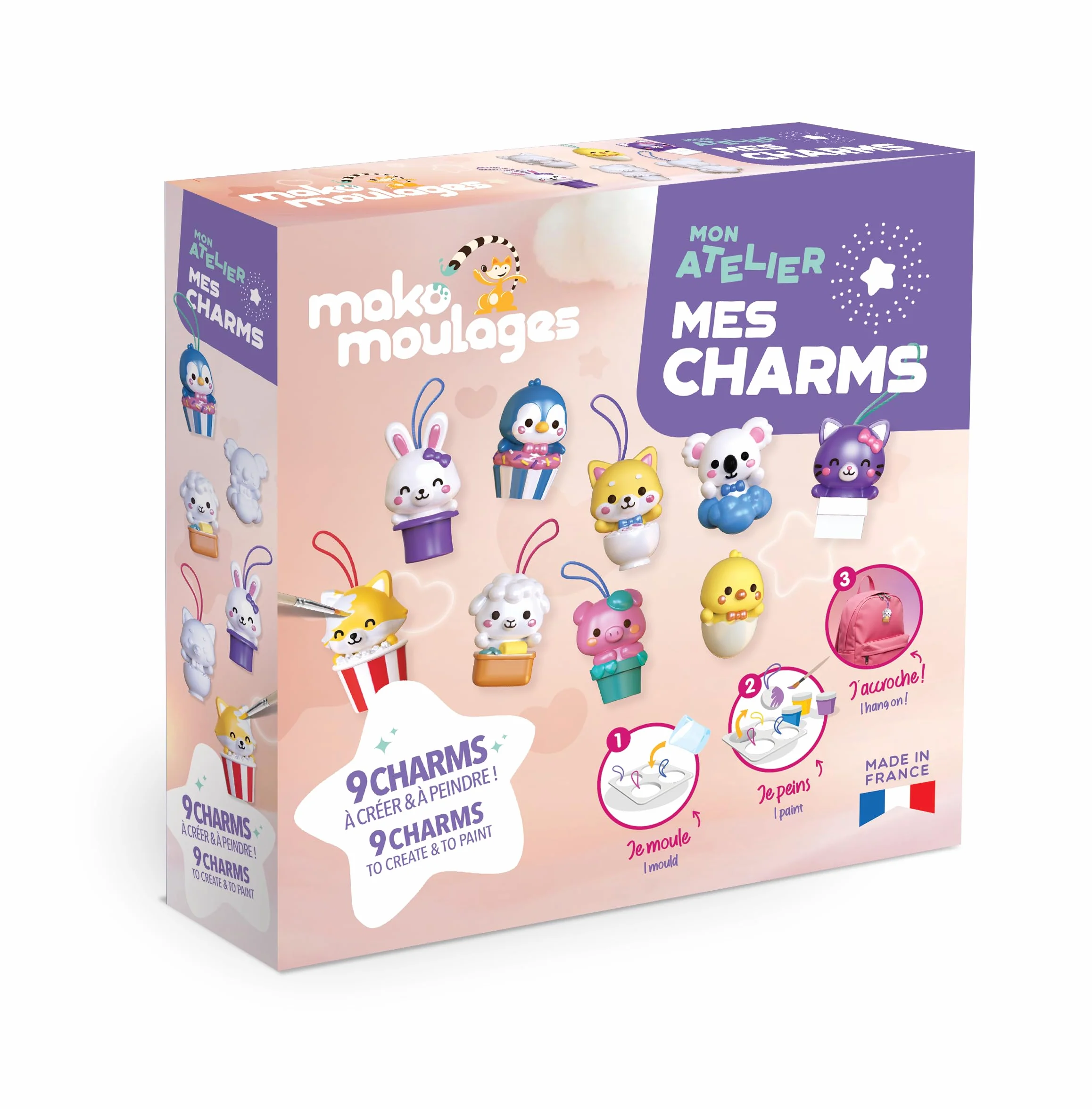 Mako Moulages Kit Créatif DIY Complet Moule 9 Figurines Animaux Kawaii Plâtre Porte-Clés Bijoux Sac Fabriqué France