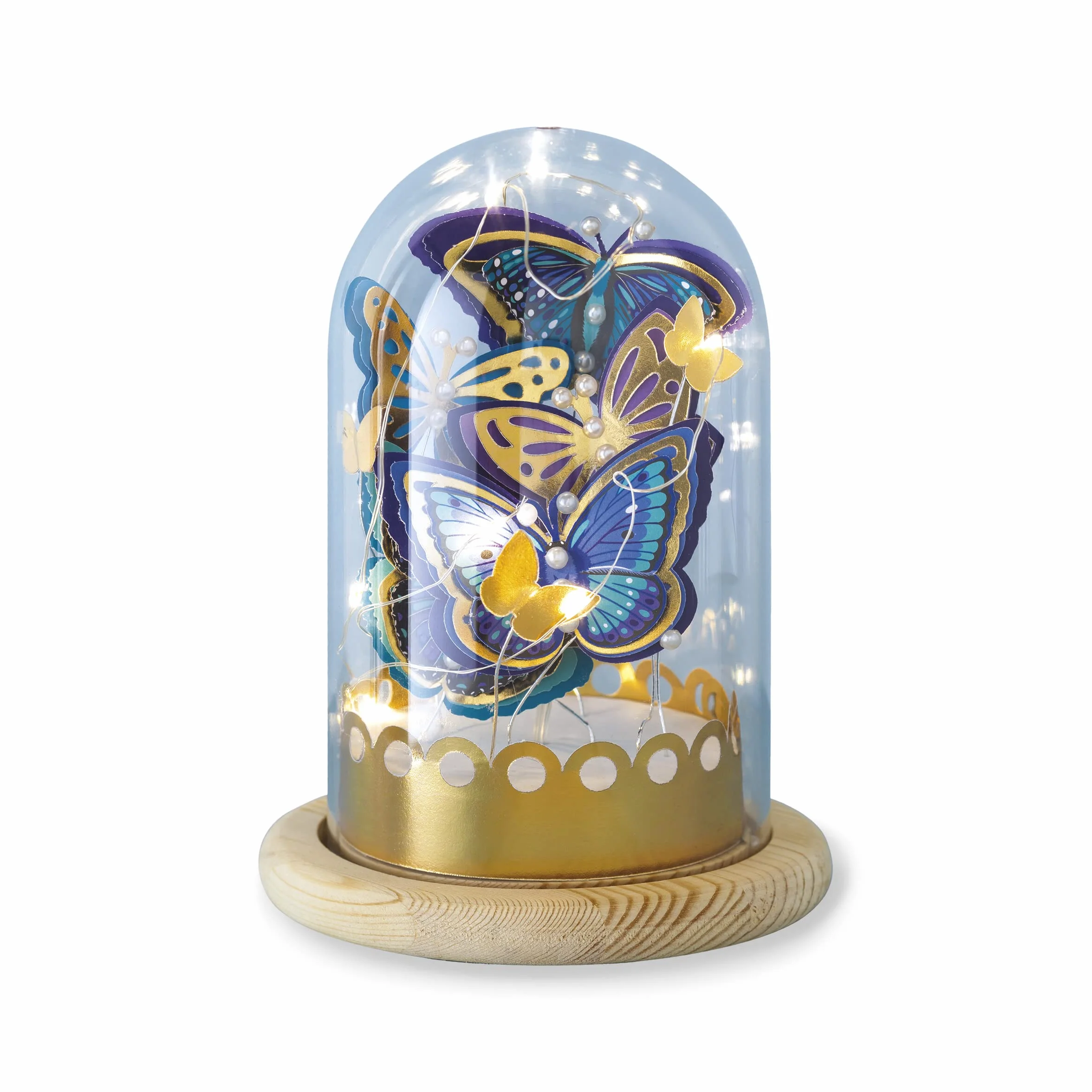 Janod Kit Loisir Créatif Enfant Cloche Lumineuse Papillons Bleus et Dorés Motricité Fine Dès 8 Ans