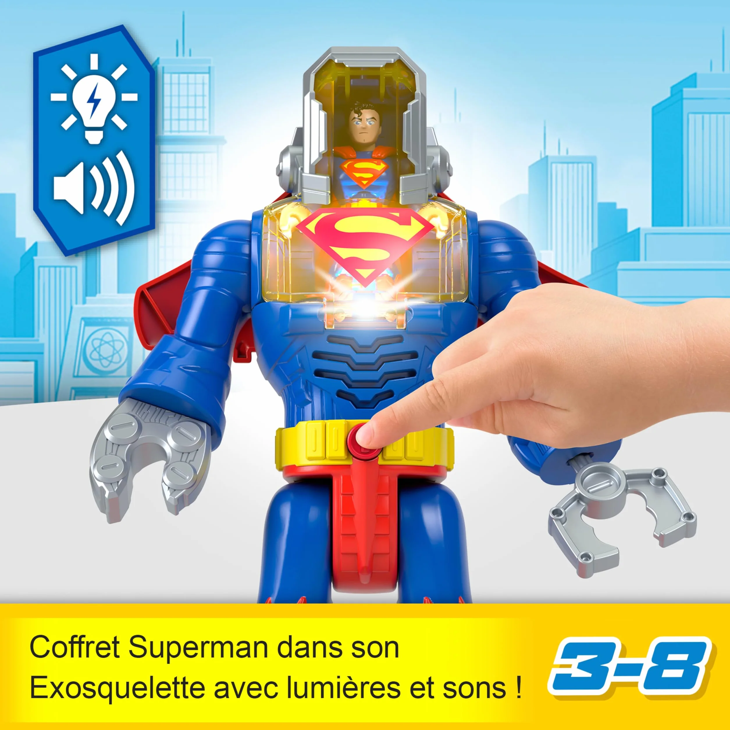 Fisher-Price Imaginext Robot Superman XL DC Super Friends 30 cm avec sons et lumières JCT47