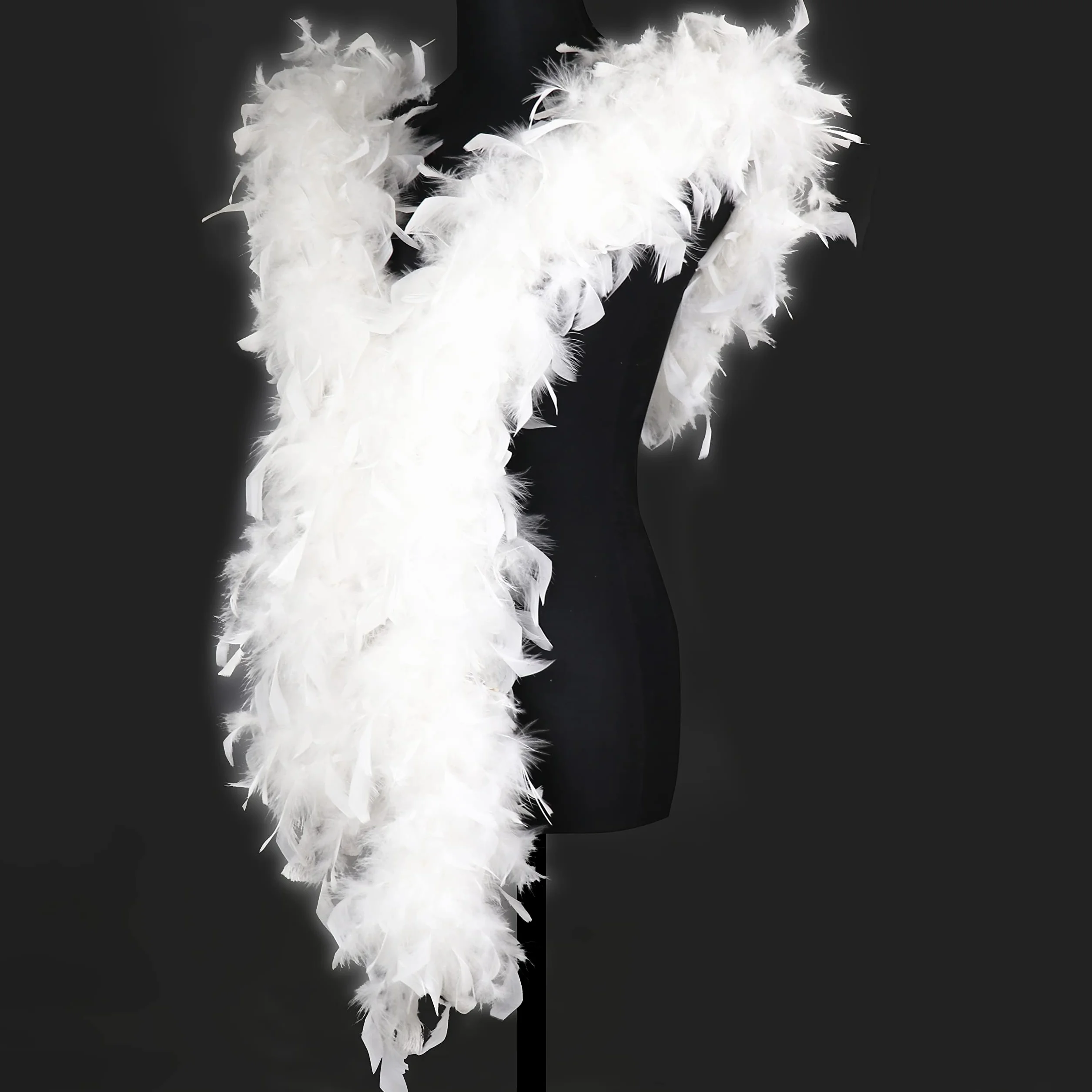 Boa en plumes de marabout blanches 1,8 m 100 g pour adulte