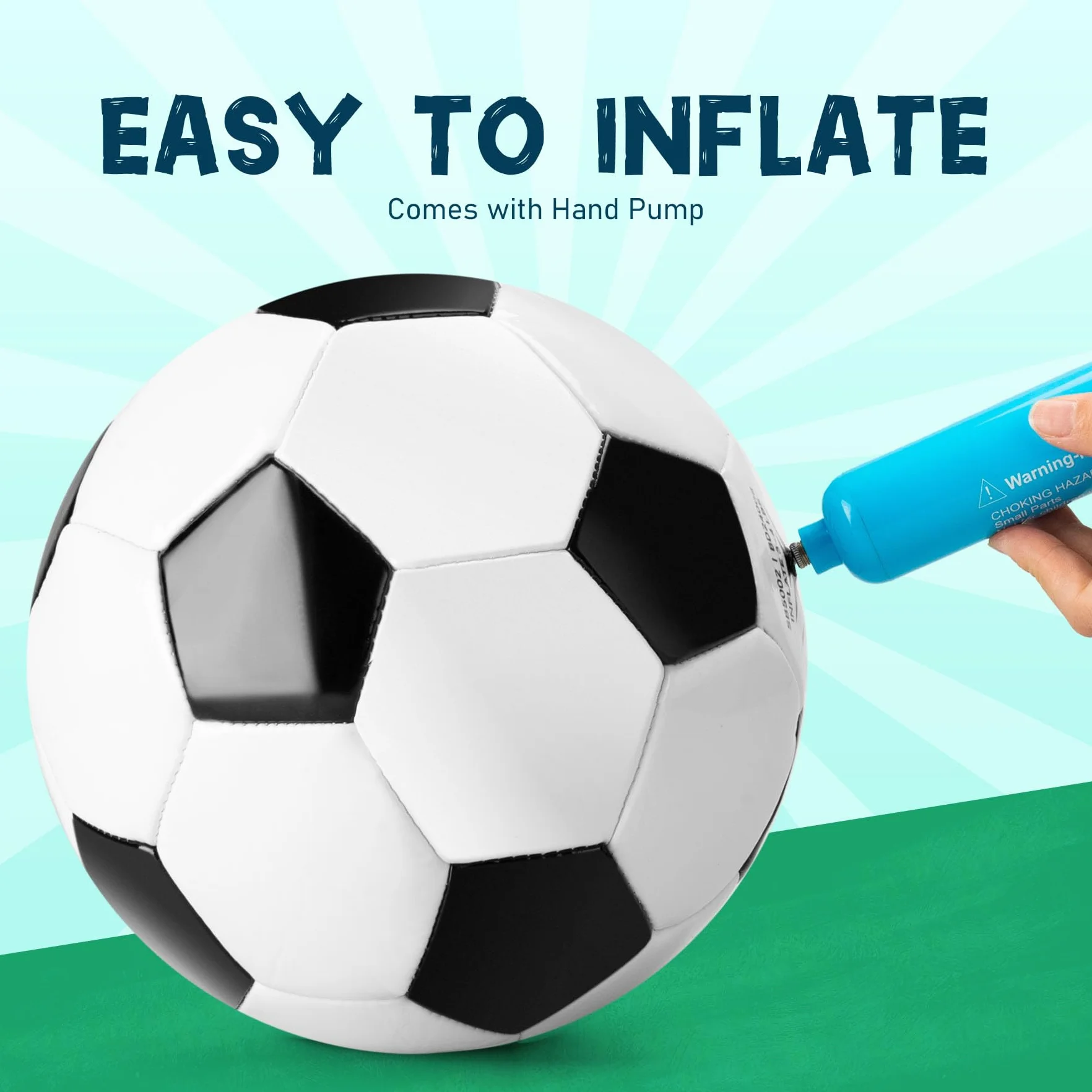 Ballon de Football Taille 4 pour Enfants 8-12 Ans Noir et Blanc avec Pompe
