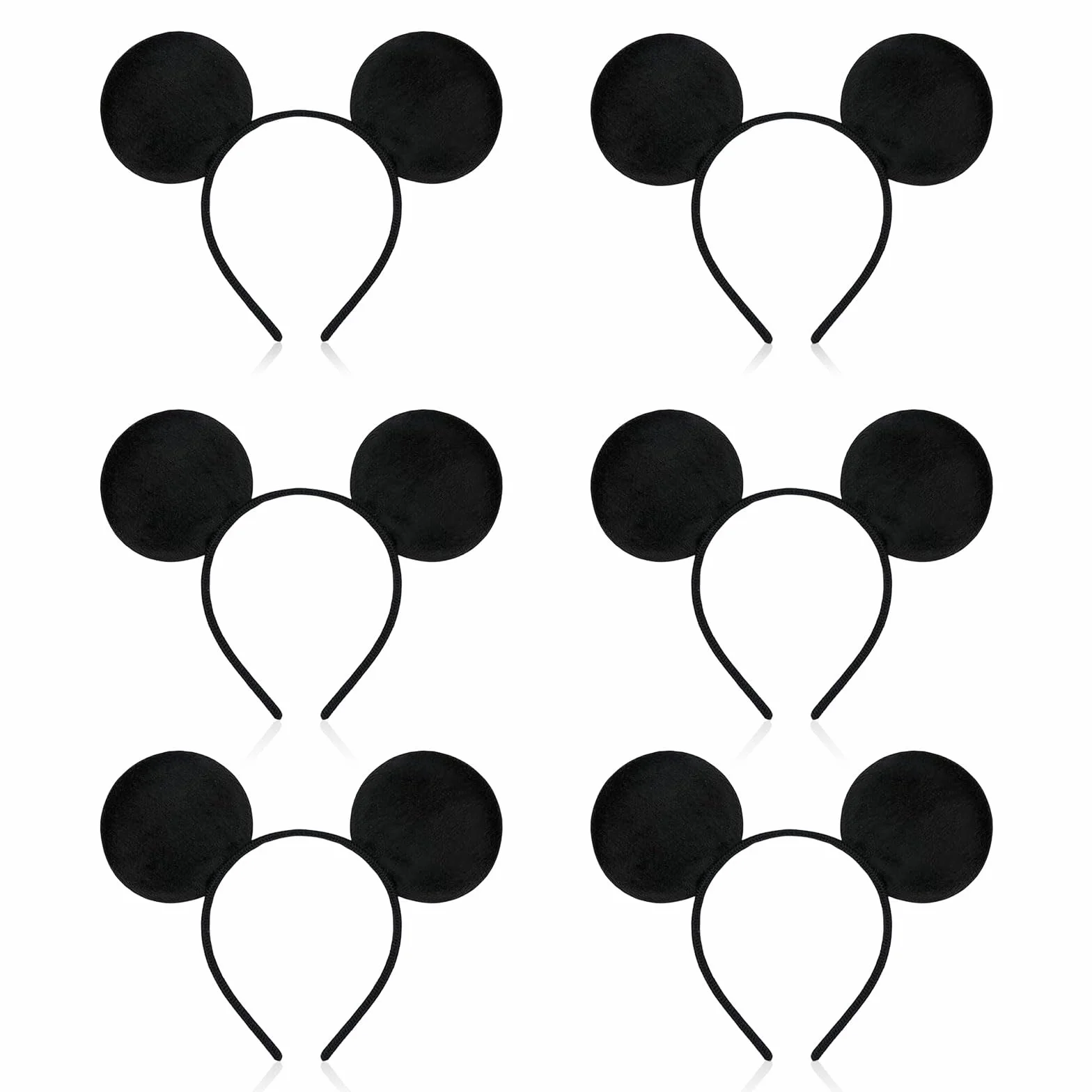 Lot de 6 serre-têtes oreilles de souris noires pour adultes et enfants, accessoires de fête