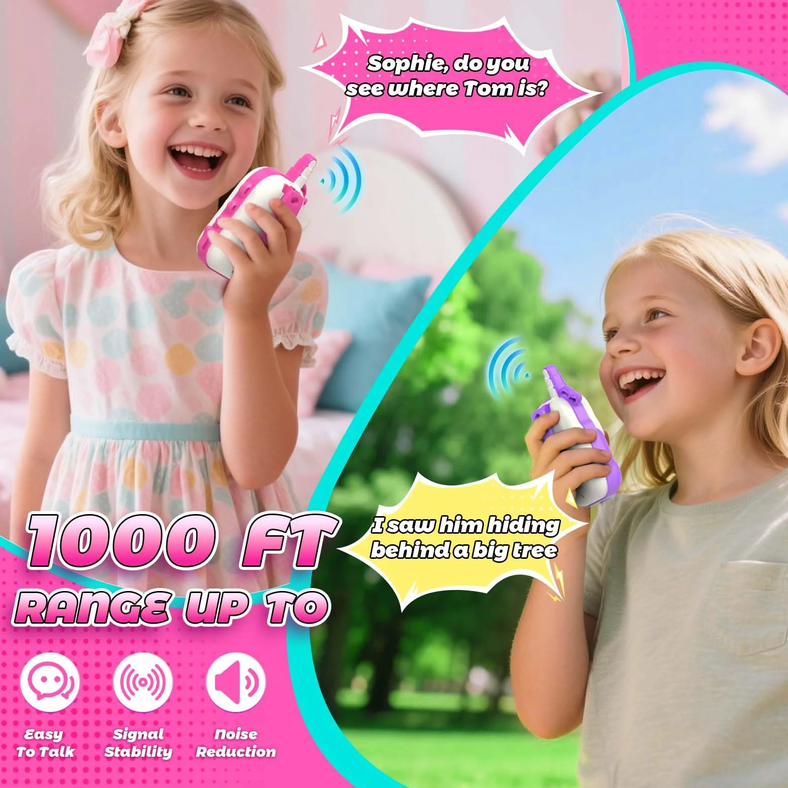 Talkie Walkie Enfants Rechargeable Licorne Jouet Fille 3-8 Ans Cadeau Anniversaire Jeux Extérieur