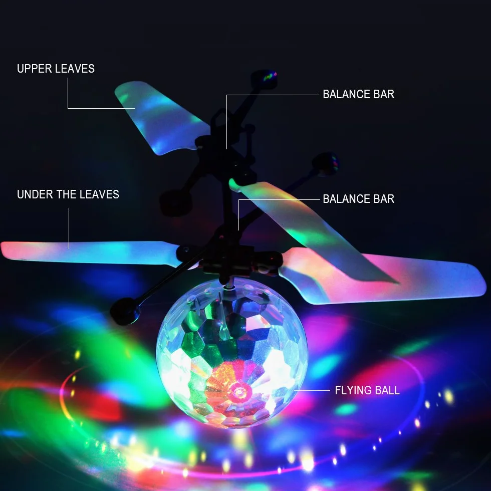 RC Flying Ball Jouet Cadeau pour Enfants 8-12 Ans, Induction Infrarouge Hélicoptère Drone avec LED Lumière