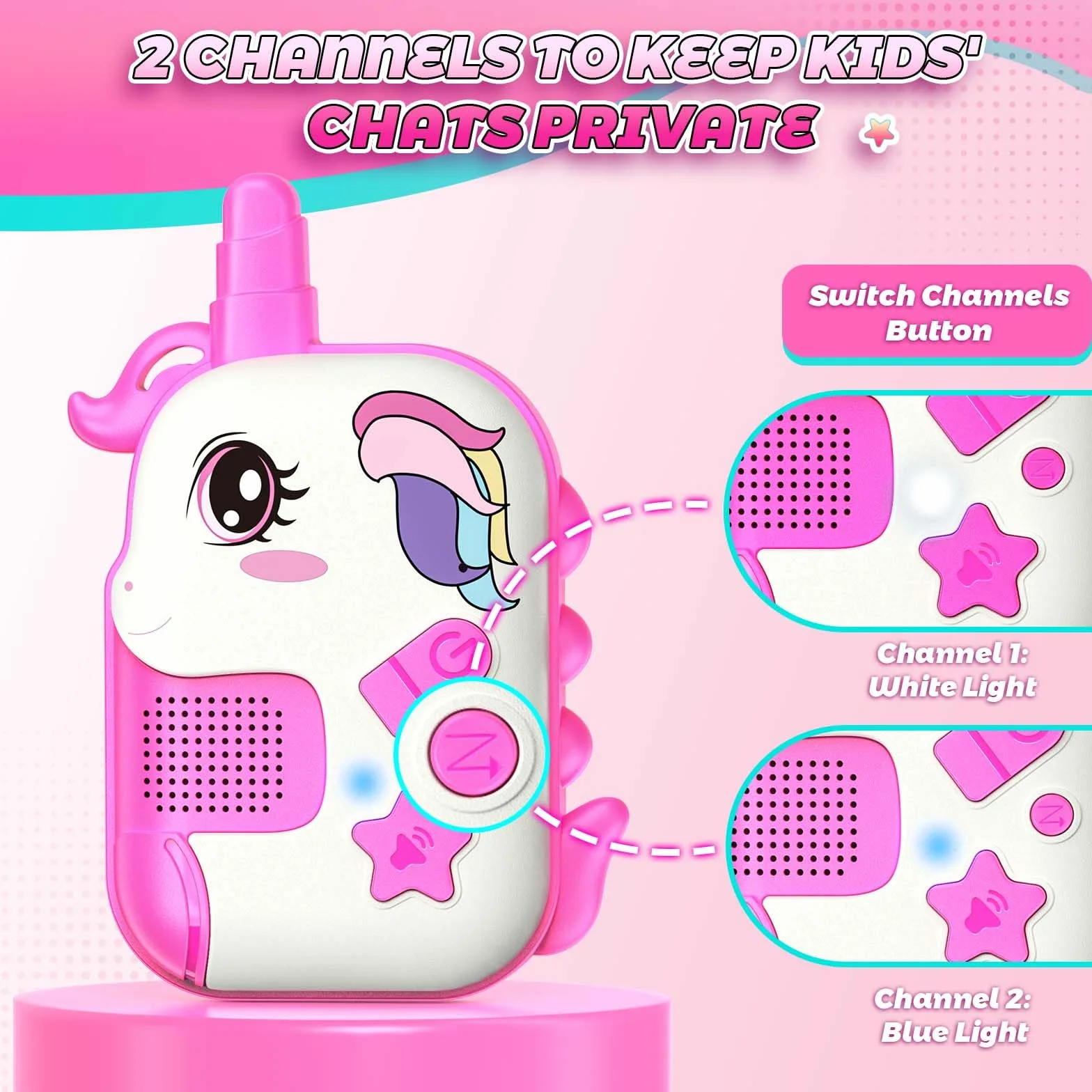 Talkie Walkie Enfants Rechargeable Licorne Jouet Fille 3-8 Ans Cadeau Anniversaire Jeux Extérieur