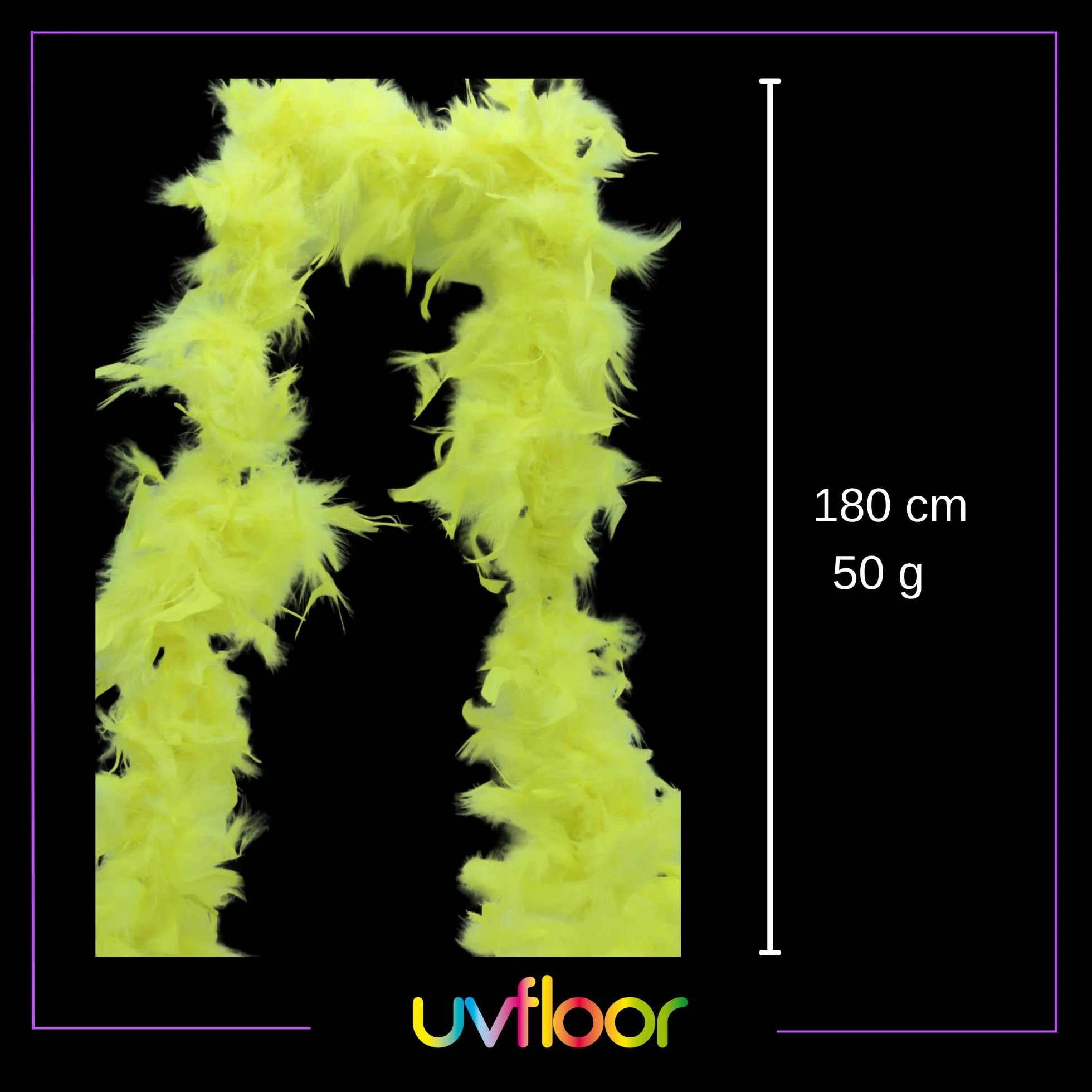 Boa En Plumes Fluo 1m80 Jaune Fluo - Accessoire Fluorescent Fête Déguisement