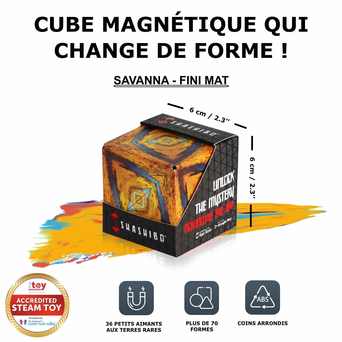Shashibo Cube Transformable Antistress 36 Aimants Rares Thème Terre 100 Formes Savannah
