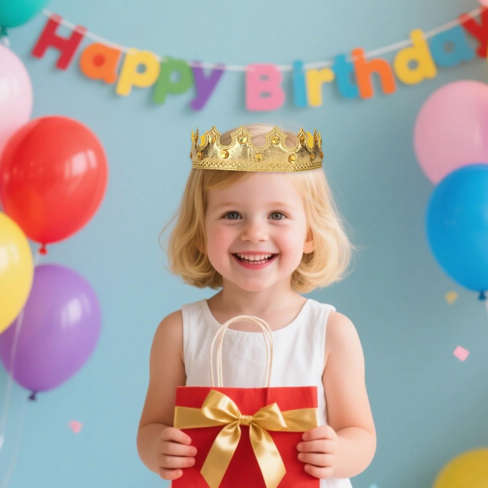 Couronne Royale Dorée avec Pierres Précieuses pour Enfants - Accessoire de Costume Anniversaire Halloween