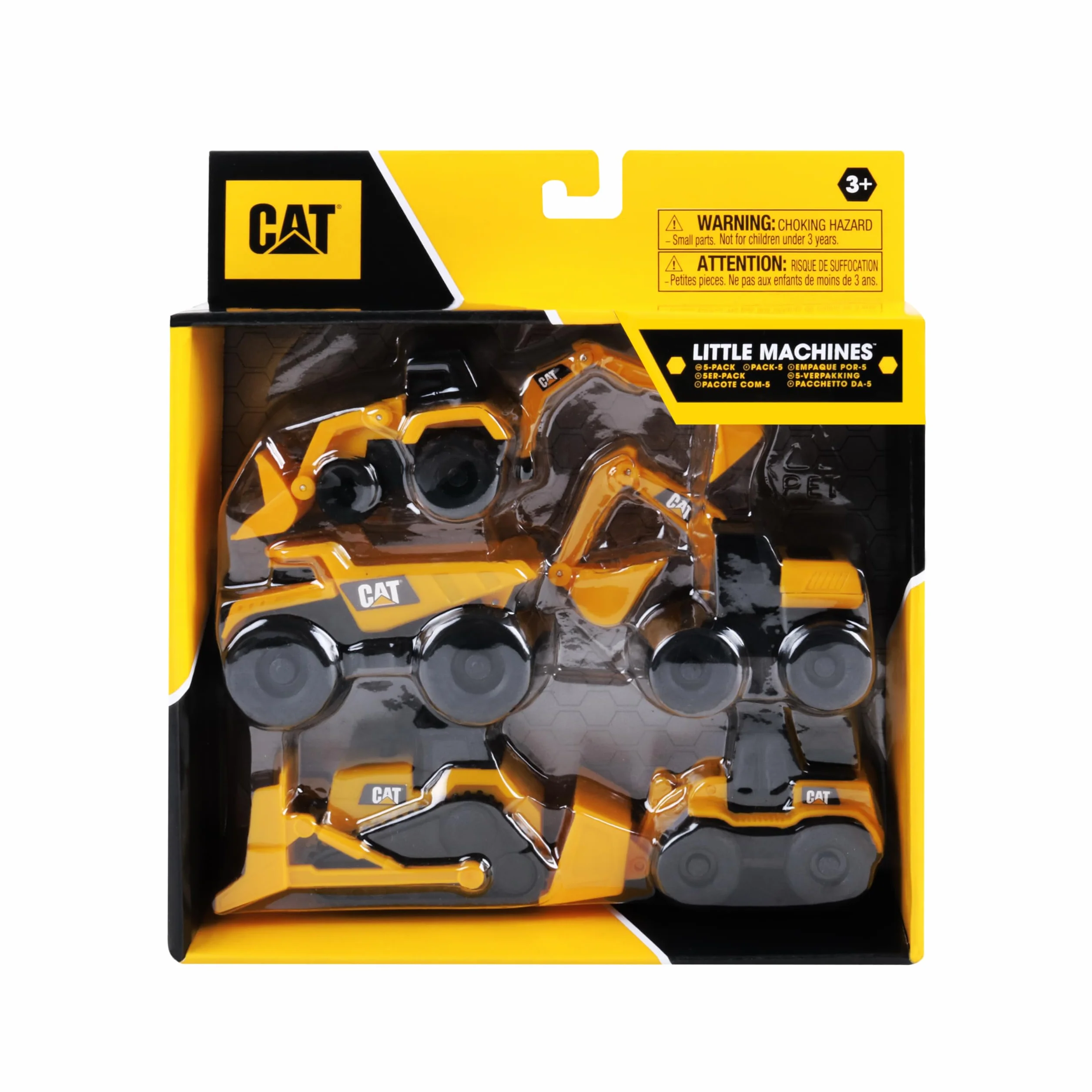 CatToysOfficial Little Machines™ 5 Jouets de Construction CAT - Camion Benne, Chargeuse, Bulldozer, Excavatrice, Pelle Rétrocaveuse