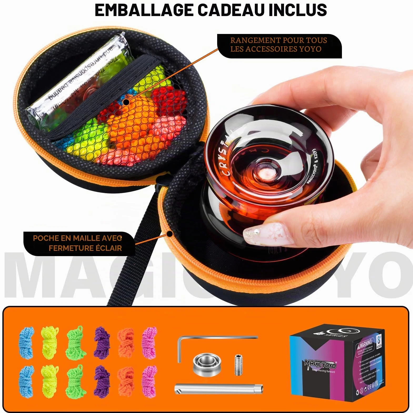 MAGICYOYO K2 Yoyo Professionnel Enfants Débutants avec Ralenti Roulement à Billes 12 Cordes Valise