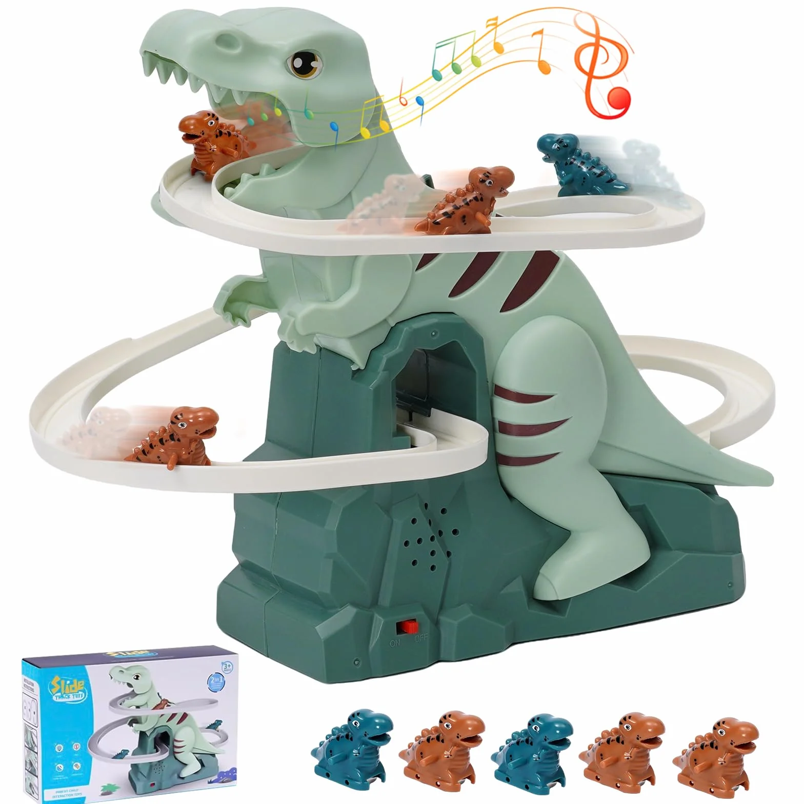 Circuit de Course Dinosaure Jouet d'escalade avec Musique et Lumière Puzzle Éducatif