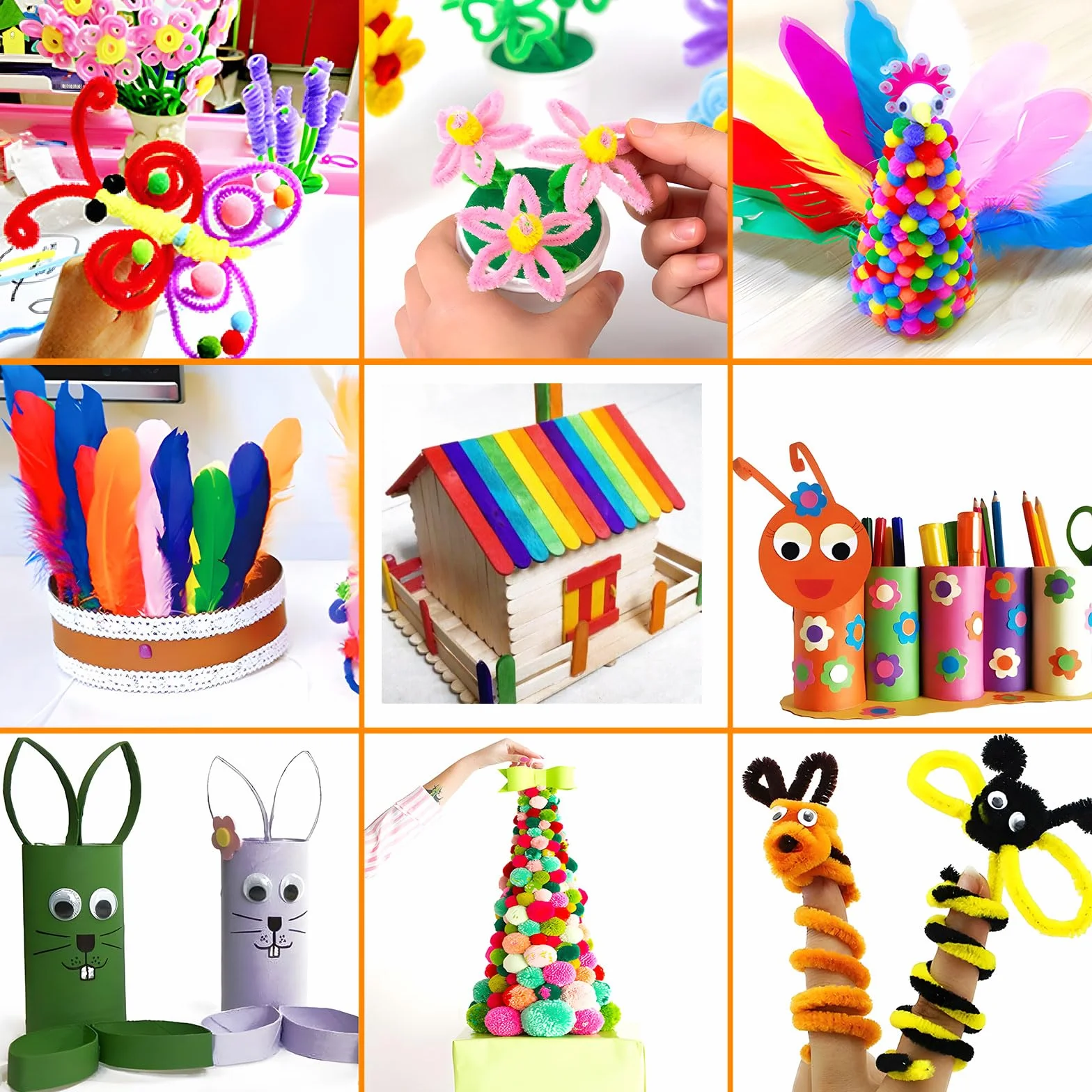 Kit Bricolage Enfant 1800 Activités Manuelles, Pipe Cleaners Crafts Set, Fournitures Éducatives