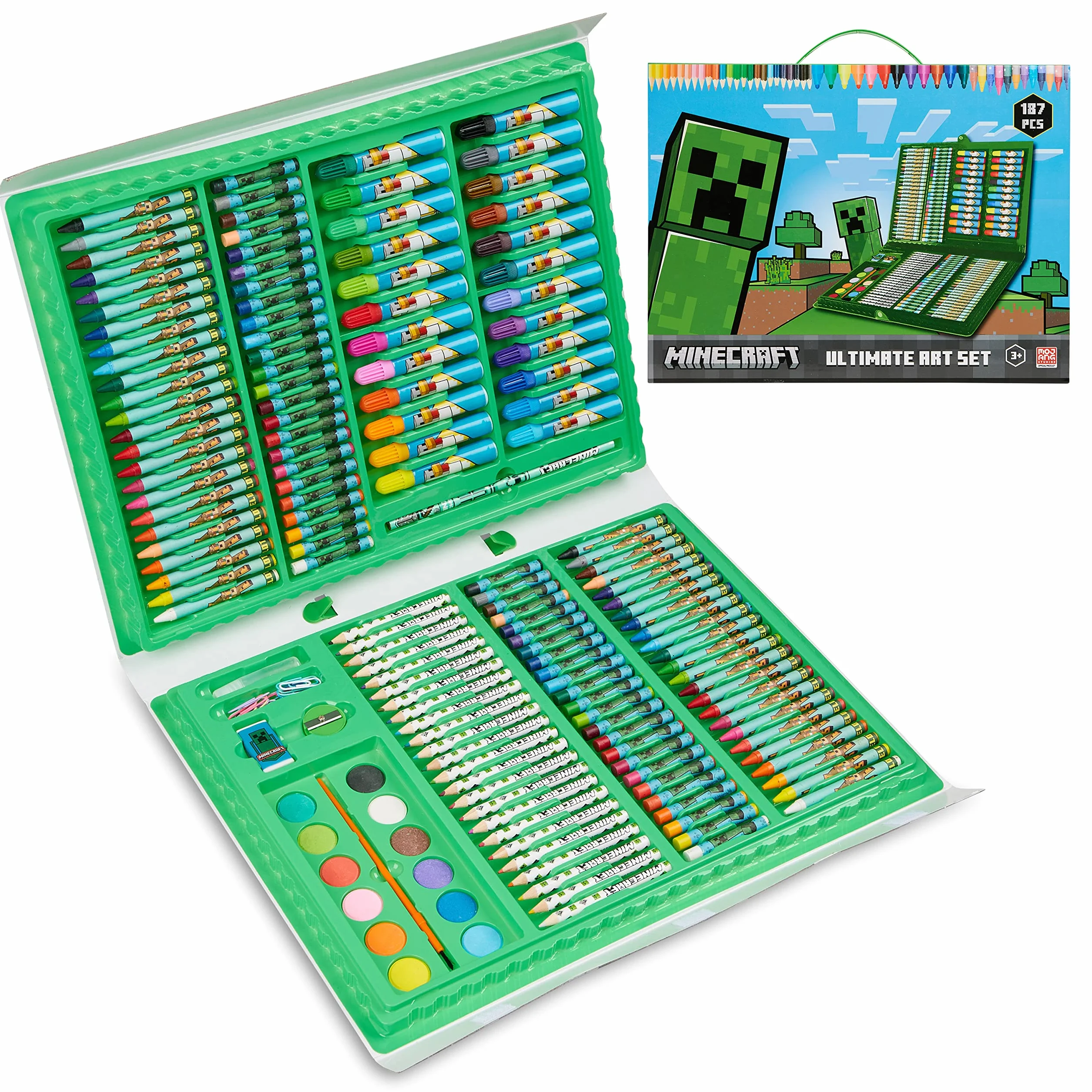 Minecraft Malette Coloriage Enfant 150+ Pcs Feutres Crayons Couleur Fournitures Scolaires Cadeau Gamer