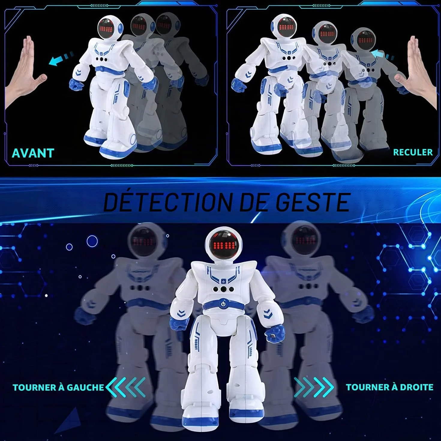 Robot Jouet Télécommandé Programmable avec RC Intelligent Geste Contrôle, Chant Danse Rechargeable Cadeau pour Garçon Filles 6-12 Ans