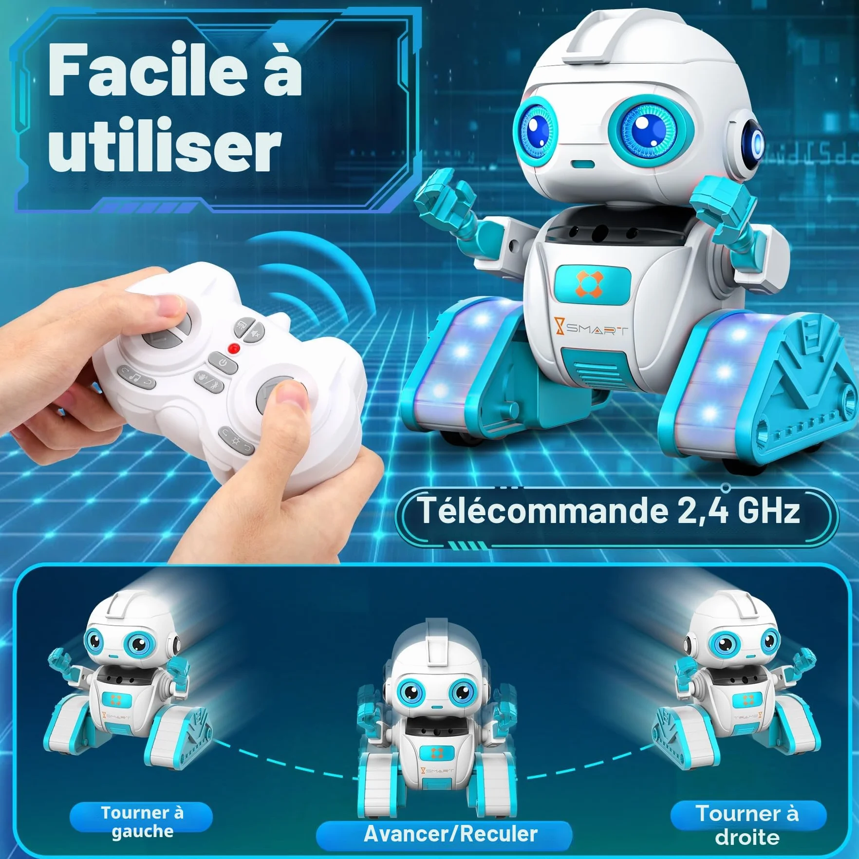 Robot Enfant Jouet Télécommandé Rechargeable avec Veilleuse Projecteur Ciel Etoile pour Garçons et Filles 3-8 Ans Cadeau d'Anniversaire
