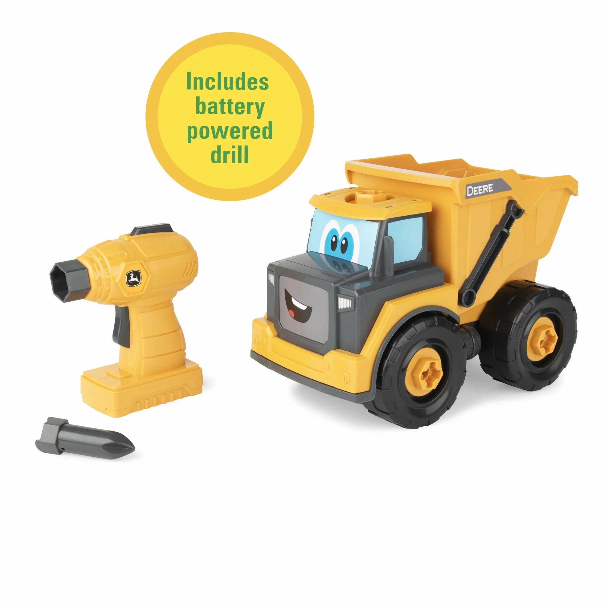 John Deere Kids Camion Benne Démontable 13 Pièces avec Visseuse Électronique - Jeu de Construction STEM - Jouet Bébé +18 Mois