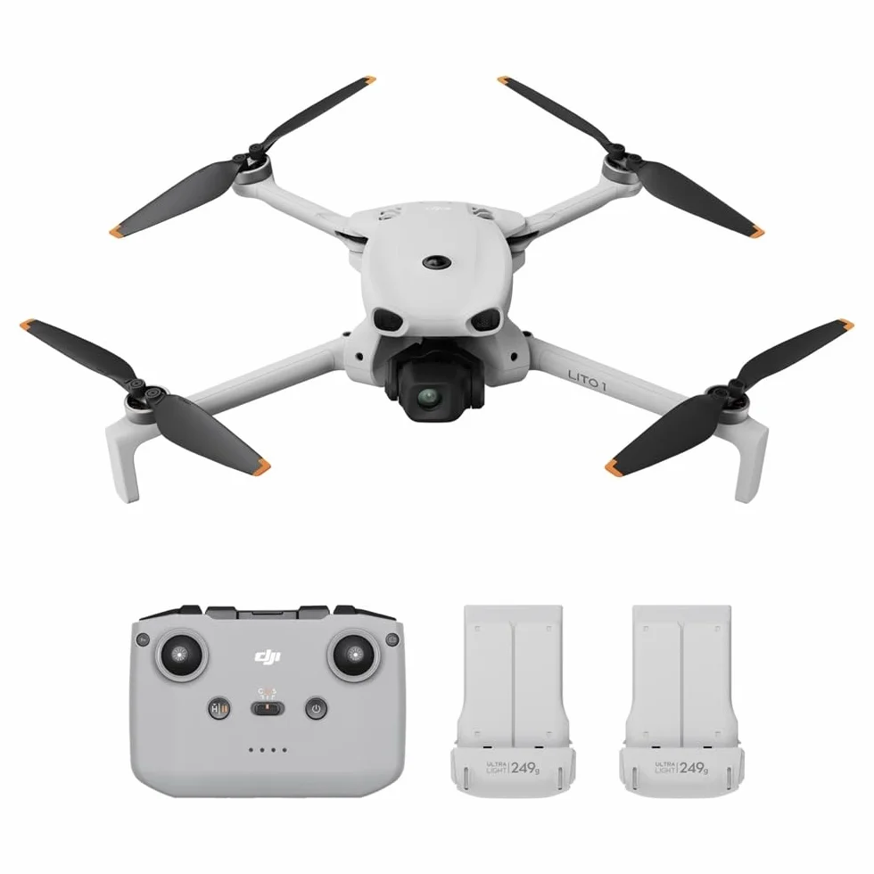 DJI Lito 1 Bundle Deux Batteries RC-N3, drone avec caméra 4K, détection d’obstacles, ActiveTrack, vidéo 4K et image 8K, transmission 15 km