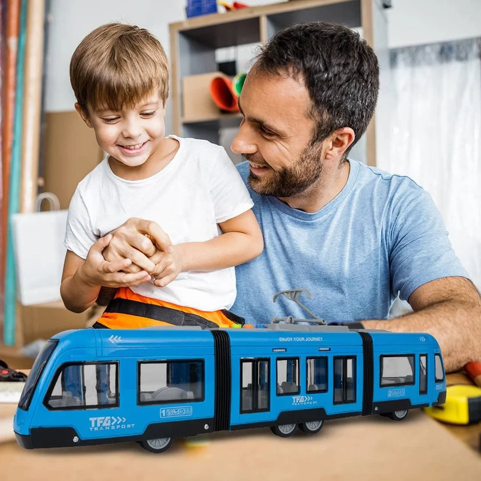 Maplay Jouet de tramway avec moteur à friction 1:16 Lumière et son pour enfants à partir de 3 ans