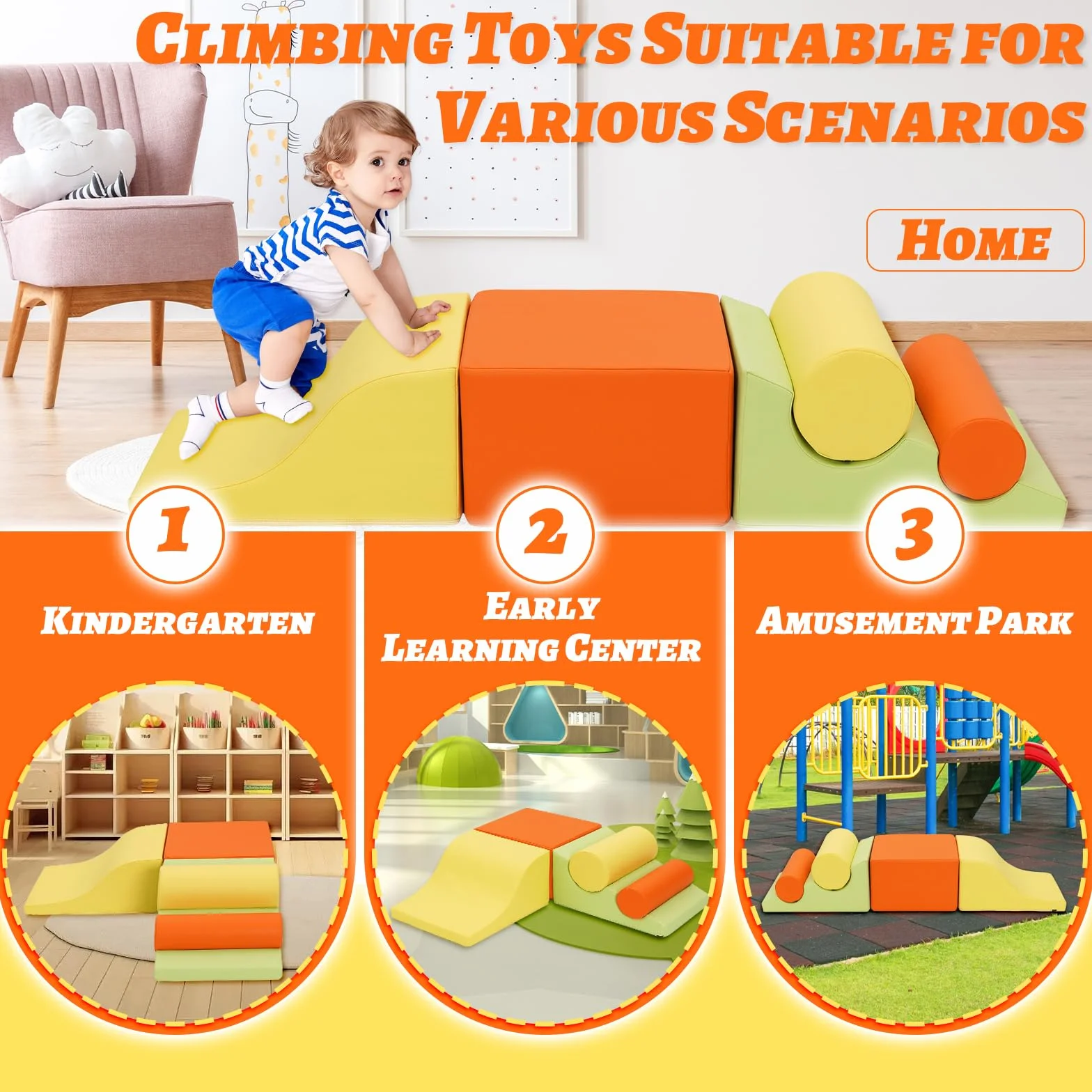 Tapis d'escalade enfant éponge blocs construction mousse jouets Montessori Soft Play cube motricité 1 an