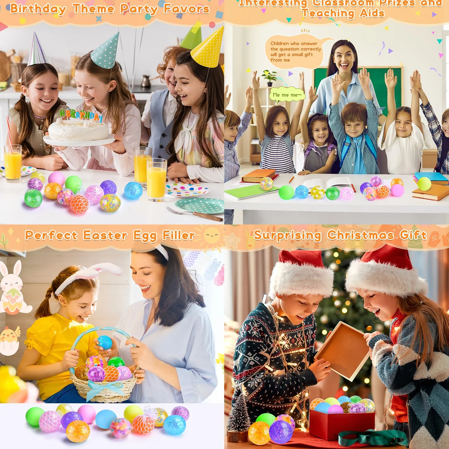 Boules Anti-Stress 14 Pièces Balles De Décompression Jouets Sensoriels pour Enfants Adultes