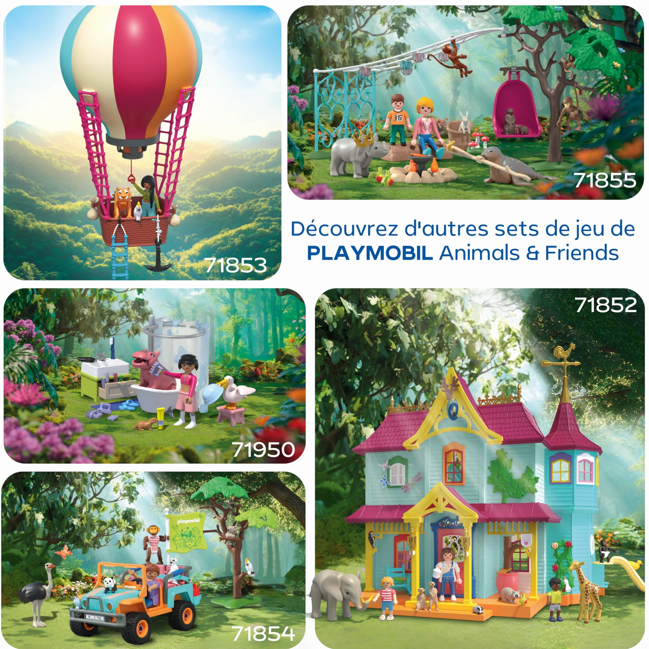 Playmobil Zoo Gardien de Zoo et véhicule avec tête de Tigre et 3 Animaux Jouet pour Enfants 4 Ans 72072
