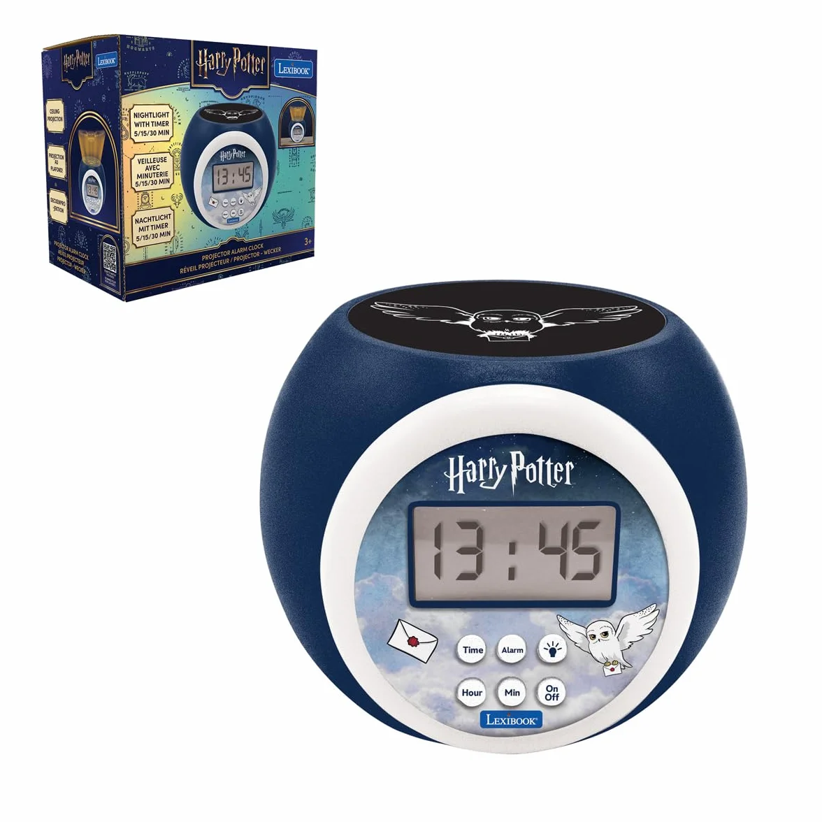 Lexibook Réveil projecteur Hedwige Harry Potter Projection au Plafond Écran LCD rétroéclairé Bleu 12/24H Minuteur veilleuse Alarme Rappel RL977HP1