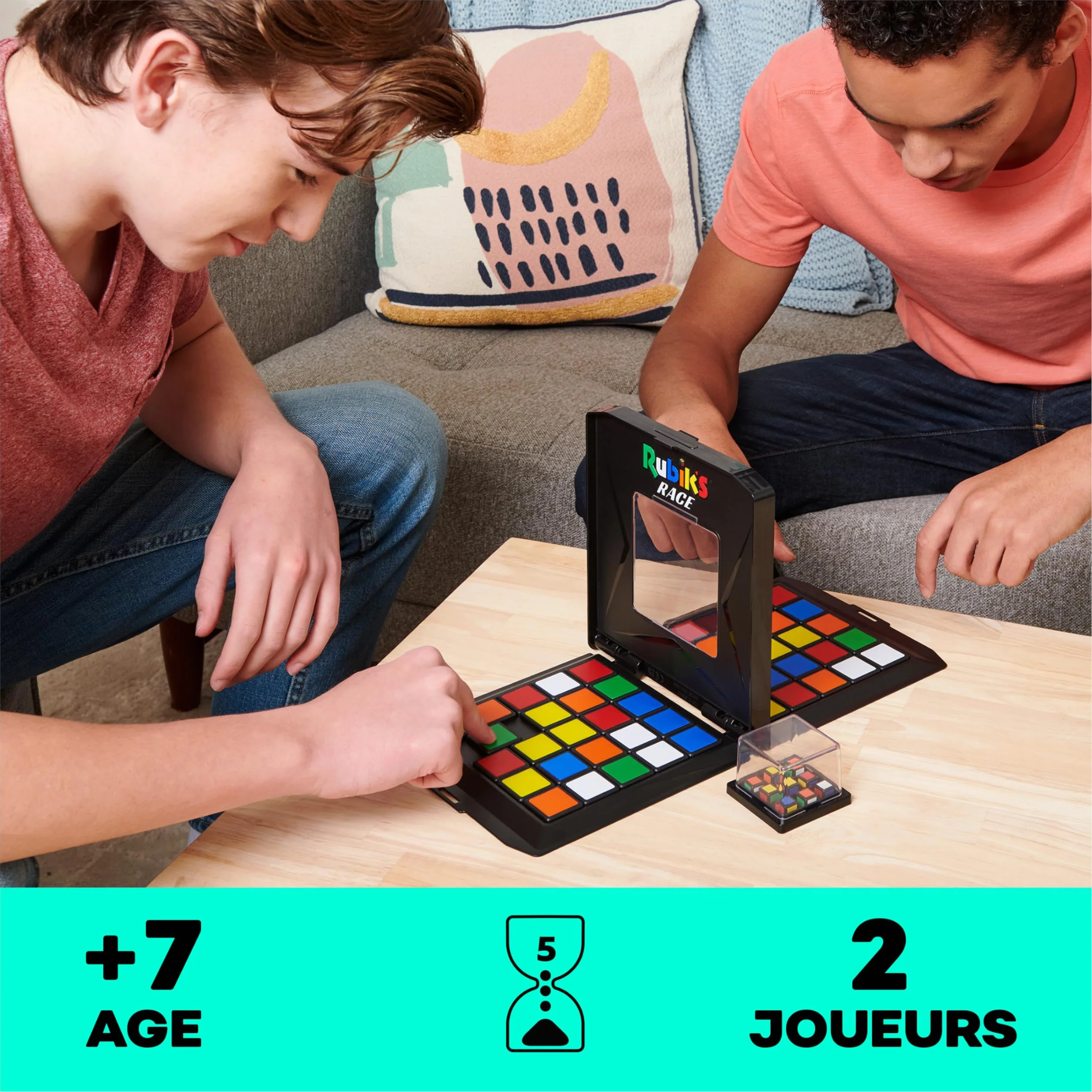 Rubik's Cube Rubiks Race Version Classique - Jeu De Société 3X3 - Stratégie Face à Face - Jeu Casse-Tête Adulte Et Enfant 7 Ans Et +