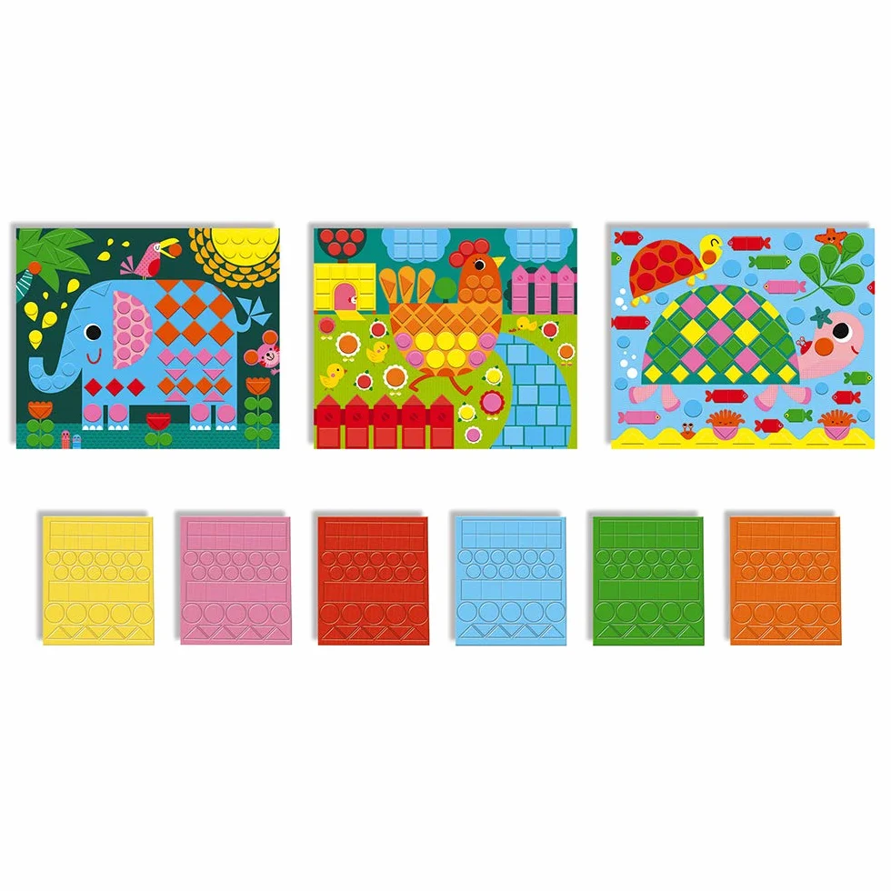 Janod Coffret Mosaïques en Mousse Animaux Les Ateliers du Calme Kit Loisir Créatif dès 3 ans