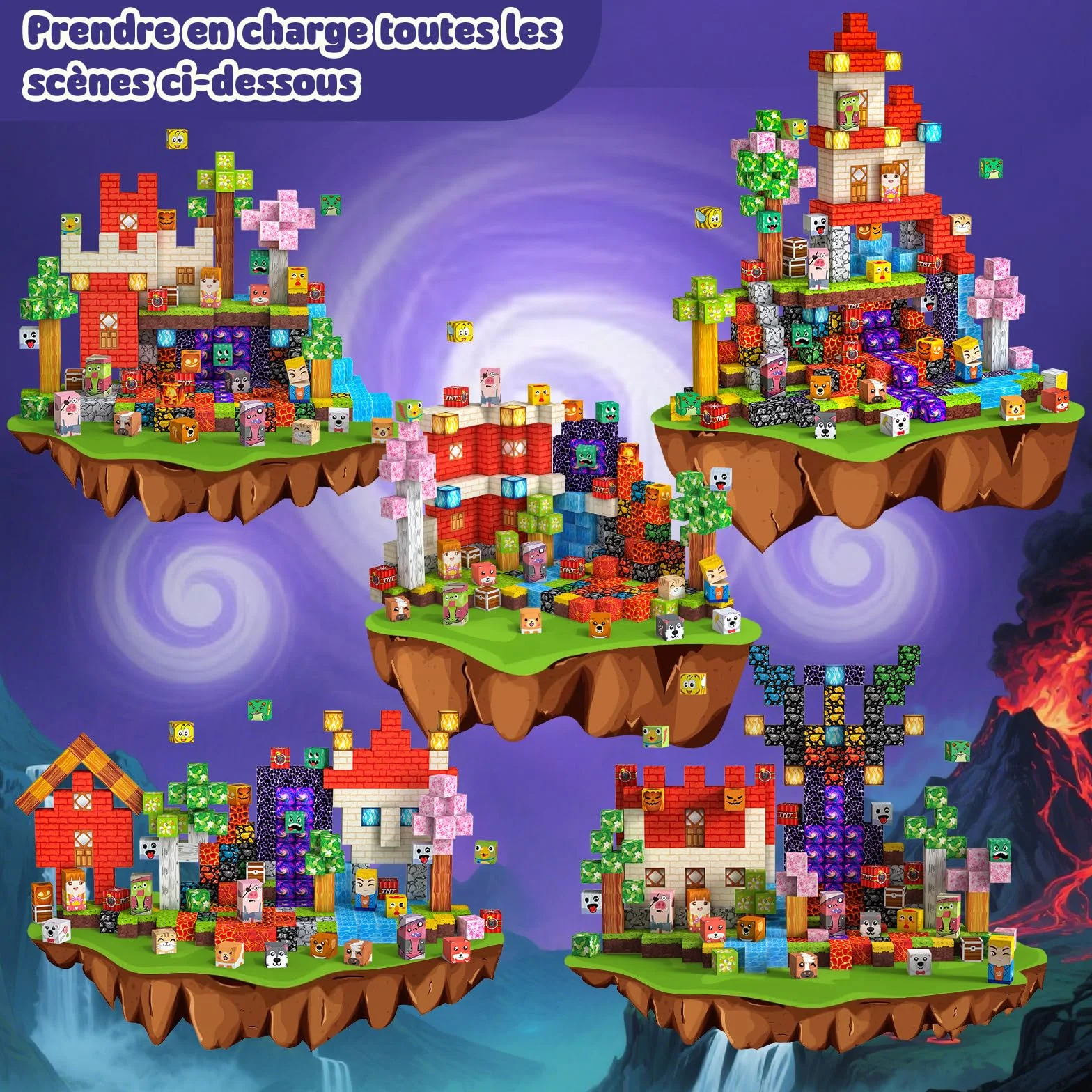 Jeu de Construction Magnétique Enfant 330 Pièces Blocs Magnétiques 2CM Jouet Créatif Montessori 3+ Ans